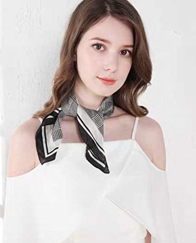 Alternative view of ANDANTINO 100% Real Mulberry Silk Scarf -21'' x 21''- Lightweight Neckerchief u2013Women Men Small Square Digital Printed Scarves