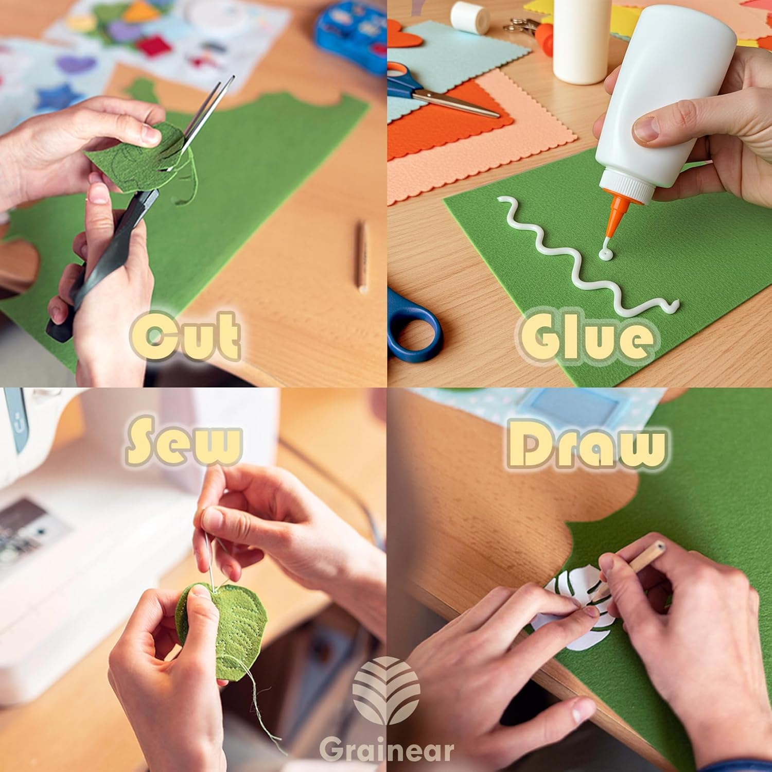 Alternative view of Ivory Soft Felt Fabric Sheet 36" x 36", 1.6mm Thick, Premium Craft Felt for Sewing, DIY Projects, Decorations, Art and Kids School Projects