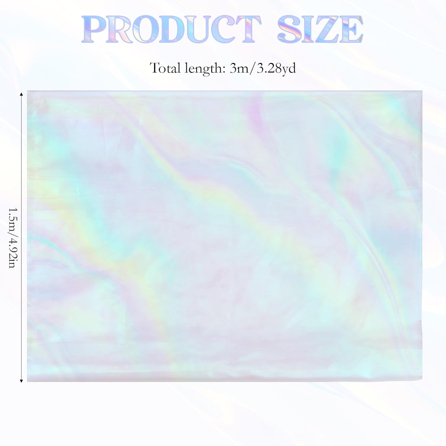 InnoHHustle 3.3 Yard Sheer Magic Rainbow Laser Holographic Fabric, Gradient Organza, Iridescent, White (Pastel), 59x118 Inches, Polyester, Plain Weave, Abstract Pattern, Machine Washable