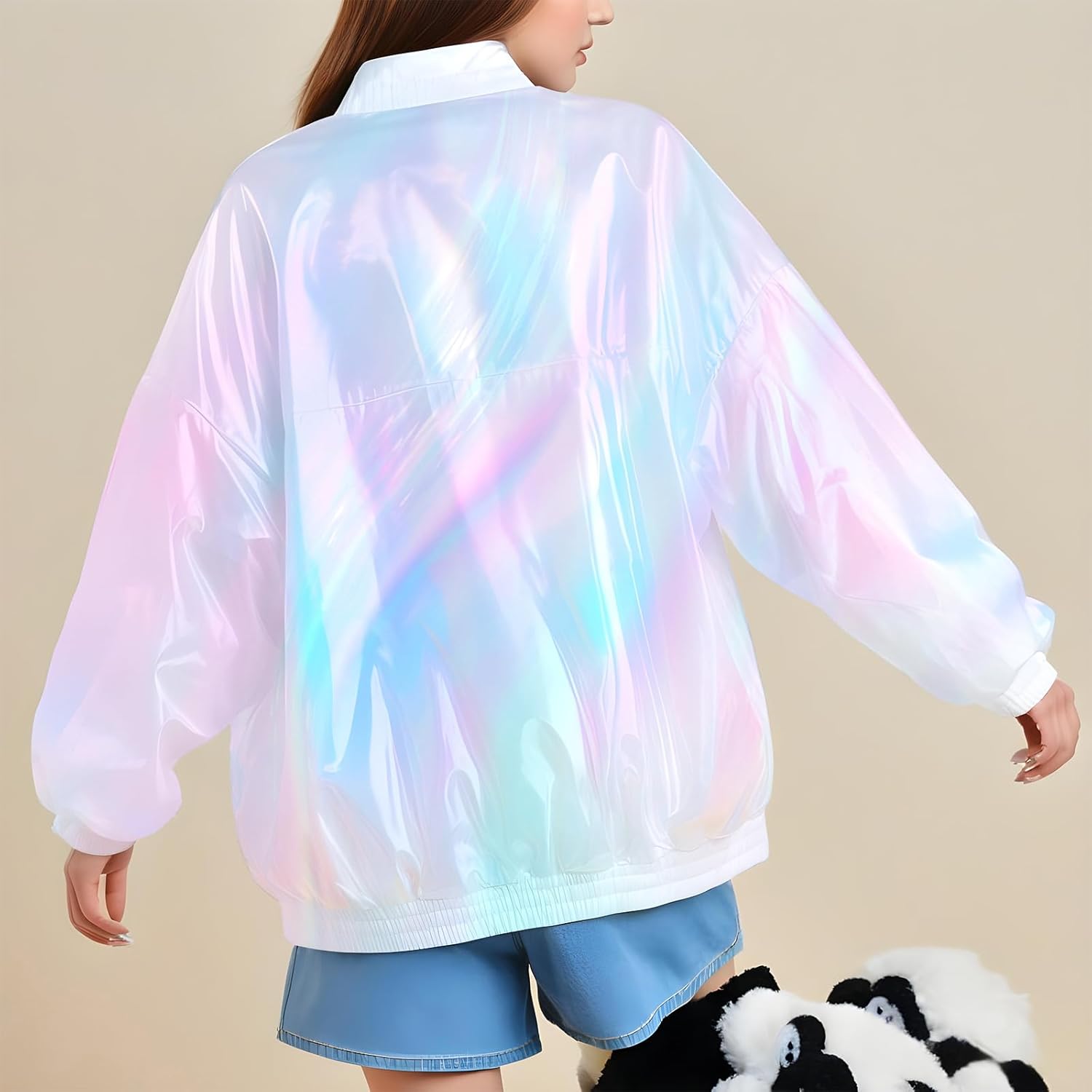 InnoHHustle 3.3 Yard Sheer Magic Rainbow Laser Holographic Fabric, Gradient Organza, Iridescent, White (Pastel), 59x118 Inches, Polyester, Plain Weave, Abstract Pattern, Machine Washable - Image 3