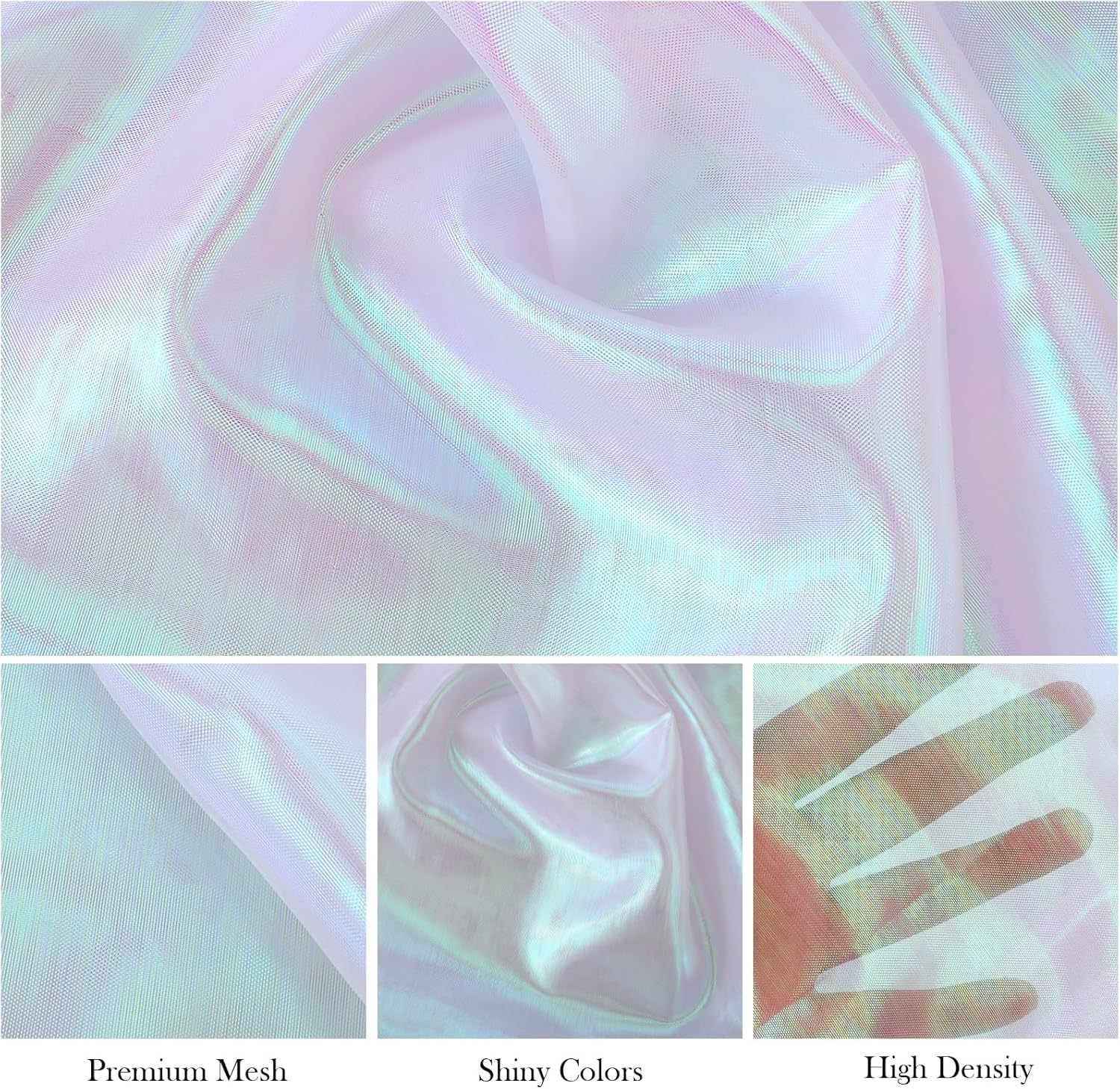 InnoHHustle 3.3 Yard Sheer Magic Rainbow Laser Holographic Fabric, Gradient Organza, Iridescent, White (Pastel), 59x118 Inches, Polyester, Plain Weave, Abstract Pattern, Machine Washable - Image 6