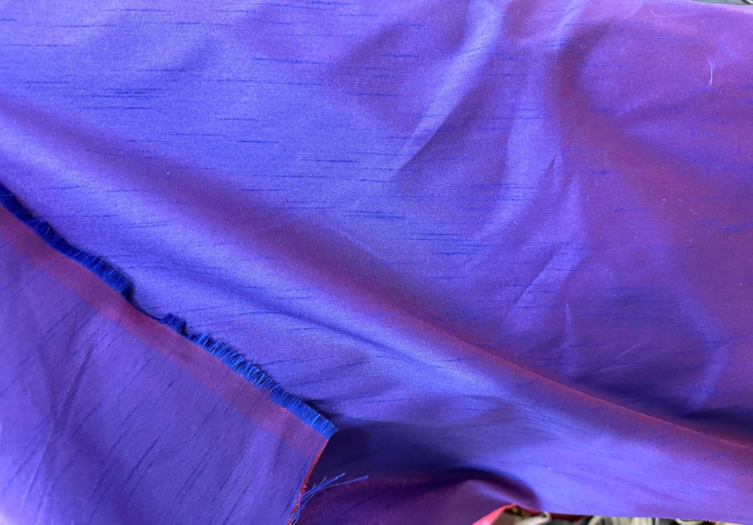 AD FABRIC, Imitation Raw Silk Shantung Dupioni Fabric,Baby Blue Color - 58" - Sold by The Yard - 100% Poly Dupioni Faux Silk (Two Tone Purple)