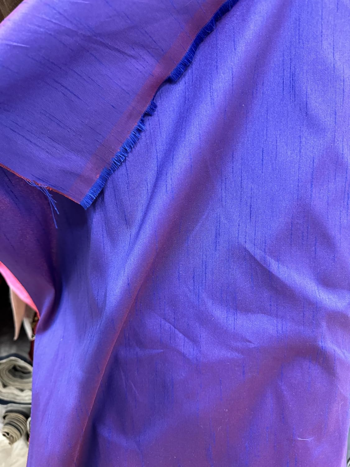 AD FABRIC, Imitation Raw Silk Shantung Dupioni Fabric,Baby Blue Color - 58" - Sold by The Yard - 100% Poly Dupioni Faux Silk (Two Tone Purple) - Image 3