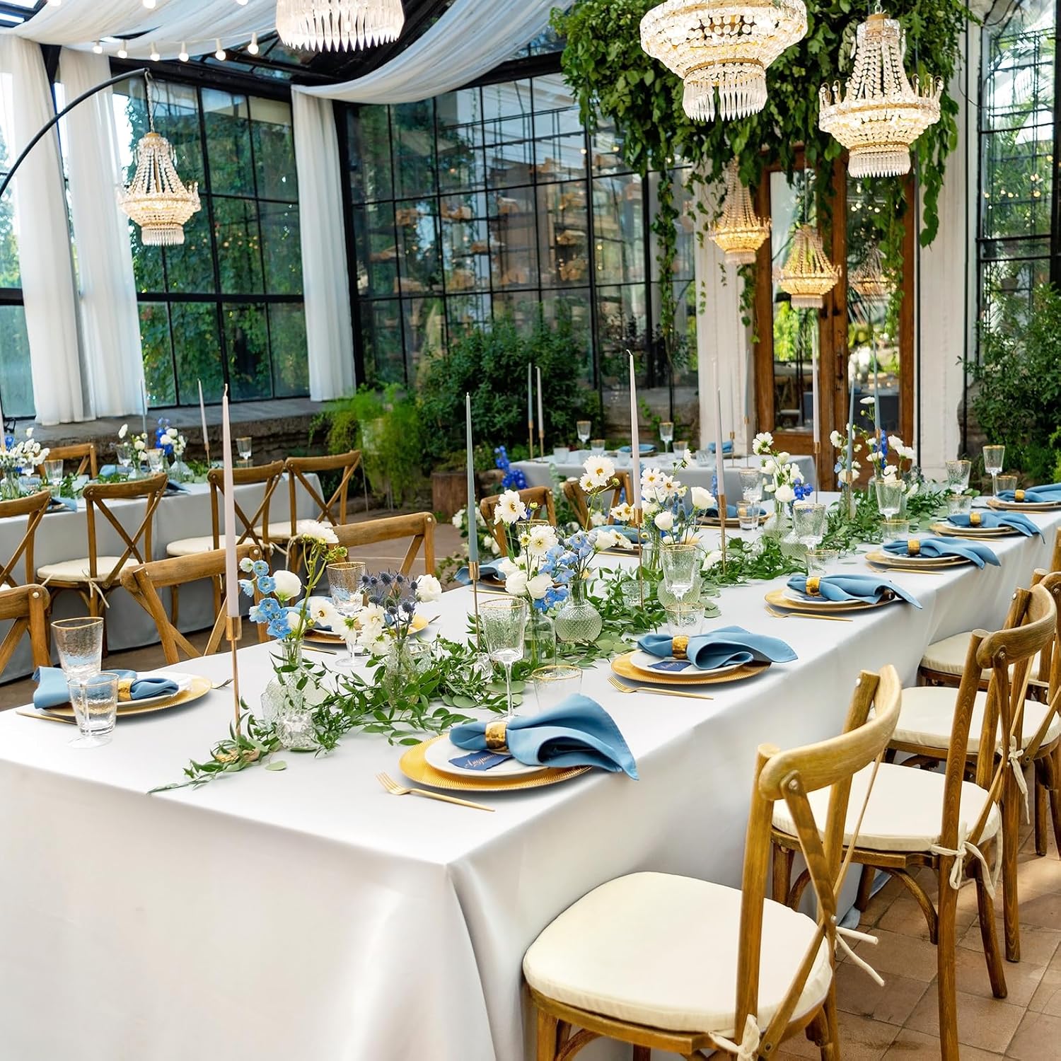 Fixwal 6 Pack White Table Cloth for Rectangle Table, 70 x 120 Inch Polyester Fabric Tablecloths Rectangular, Table Covers 6-8ft for Party, Banquet, Dining, Wedding, Graduation