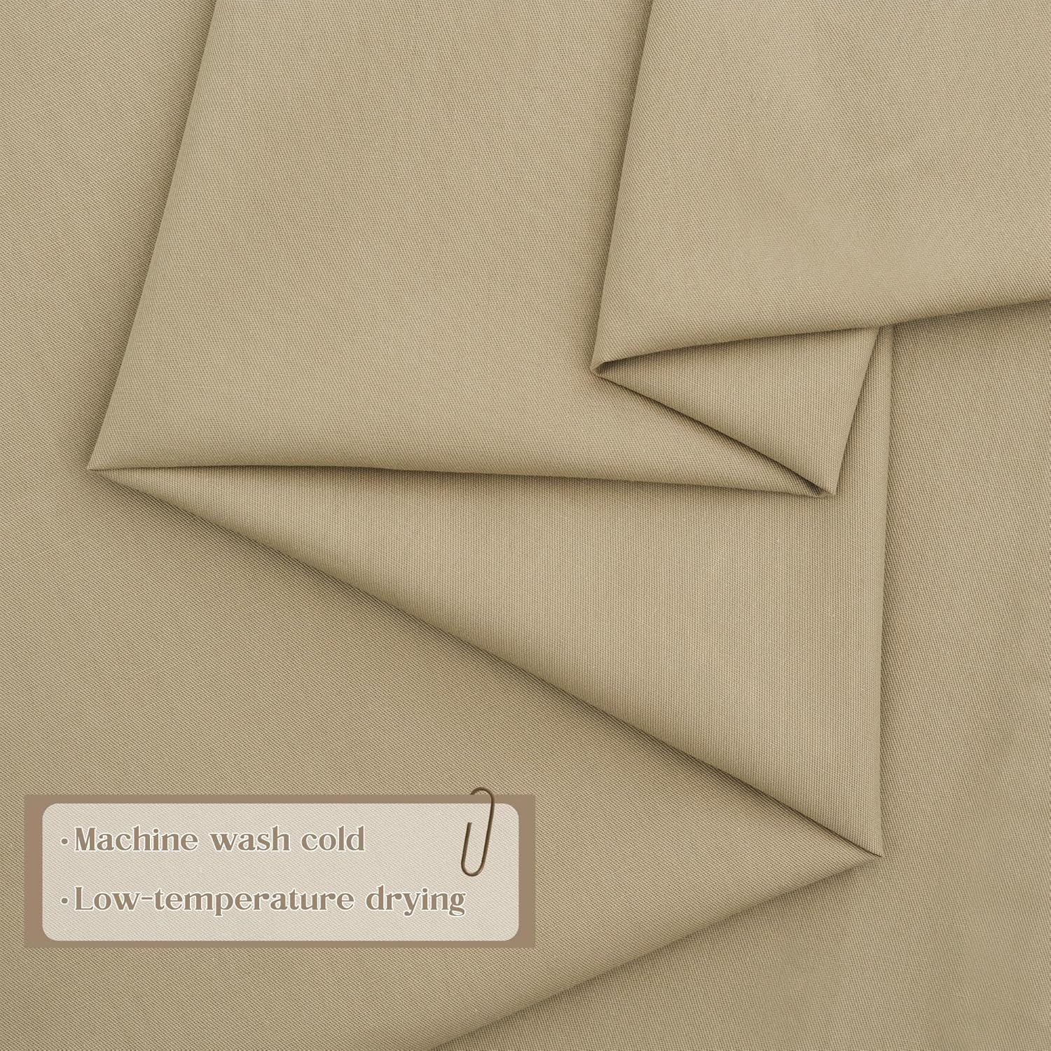 KKJIAF 2 Yard Khaki Cotton Fabric 61 Inch Wide, Soft & Breathable Cotton Broadcloth Fabric for Sewing Clothes, Apparel, Costume, Craft - Image 4
