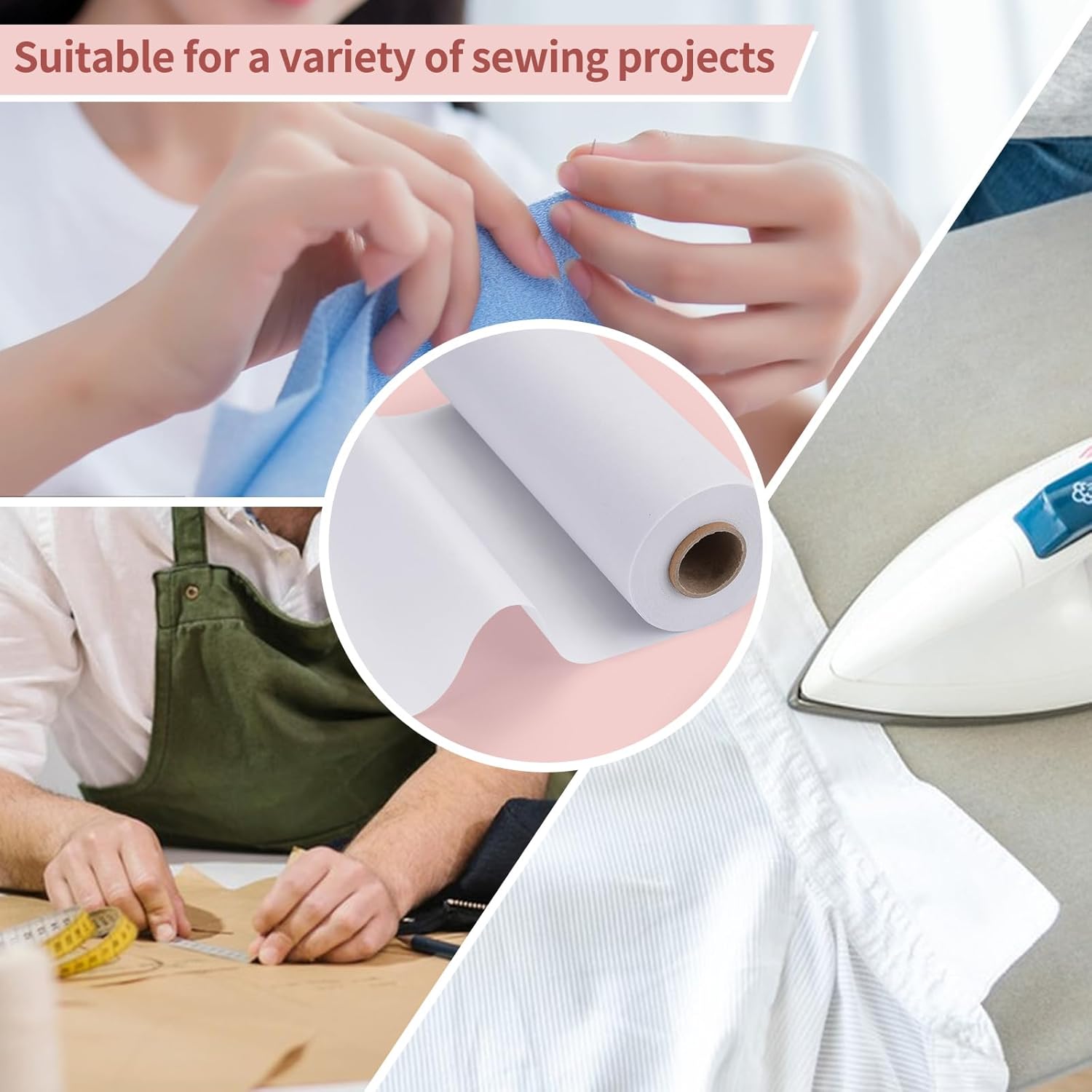 Alternative view of Medium Weight 12"X 30 Yards Fusible Interfacing for Sewing,Iron-On Non-Woven Interfacing Fabric,Polyester Single-Sided Interfacing for Sewing Supplies