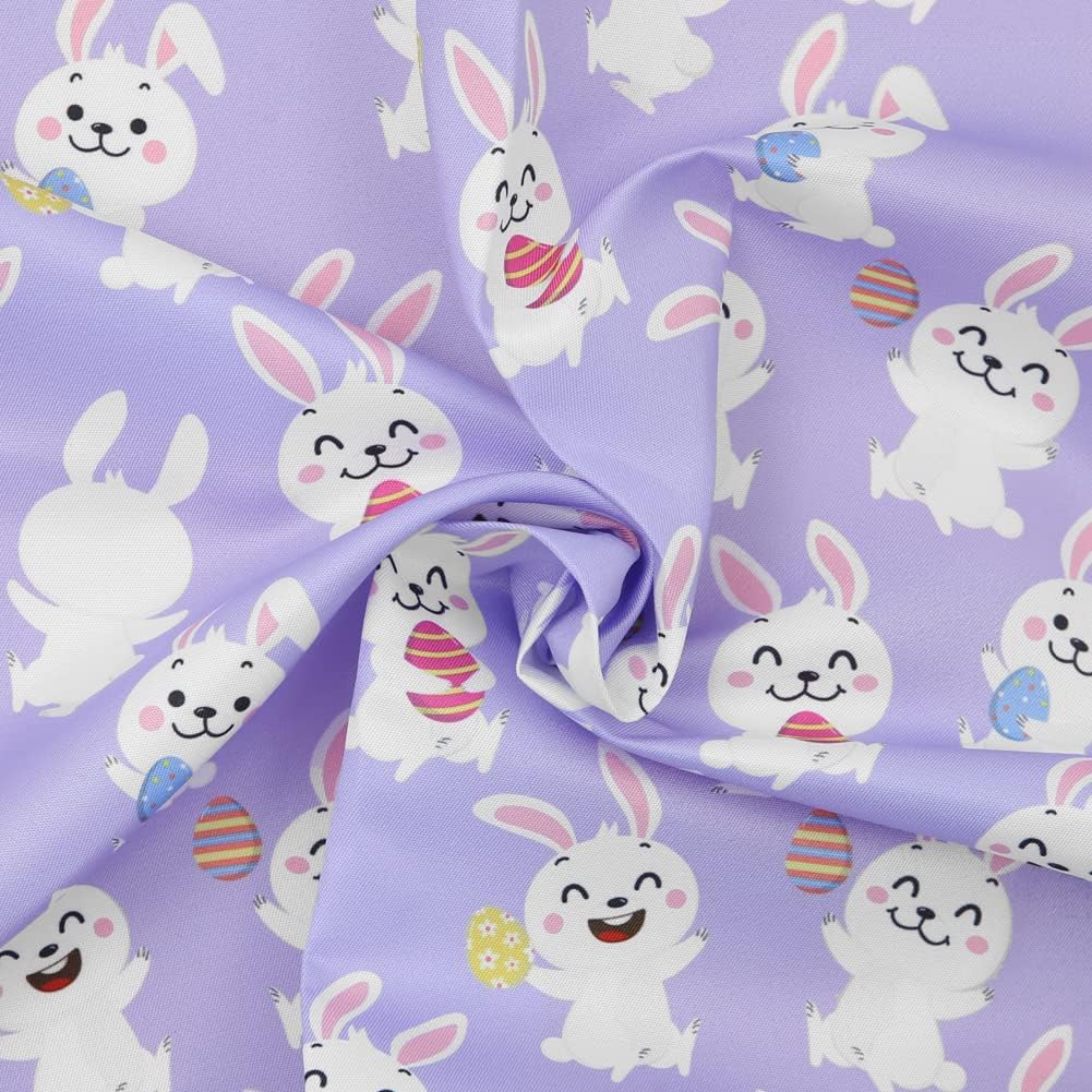 Alternative view of Pack of 8 Easter Fat Squares Polyester Fabric Sheets Bundles, 20" x 20", Assorted 8 Patterns Bunny Chicken Printed Patchwork Fabric Squares Material for Quilting Sewing DIY Craft Projects