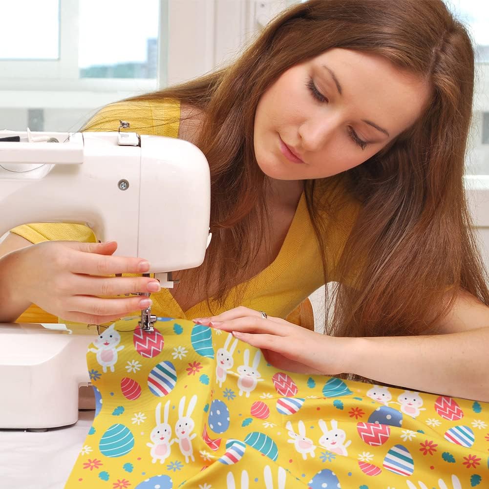 Pack of 8 Easter Fat Squares Polyester Fabric Sheets Bundles, 20" x 20", Assorted 8 Patterns Bunny Chicken Printed Patchwork Fabric Squares Material for Quilting Sewing DIY Craft Projects - Image 6