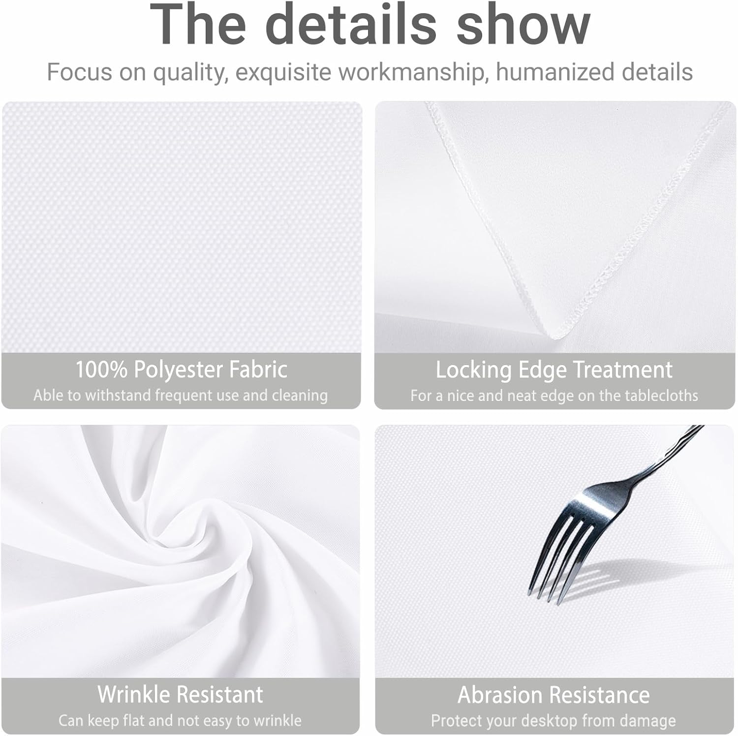 Alternative view of MRJ 60 x 102 Inch White Rectangle Polyester Table Cloth Machine Washable Wrinkle Resistant Fabric for Banquet Indoor Outdoor Use