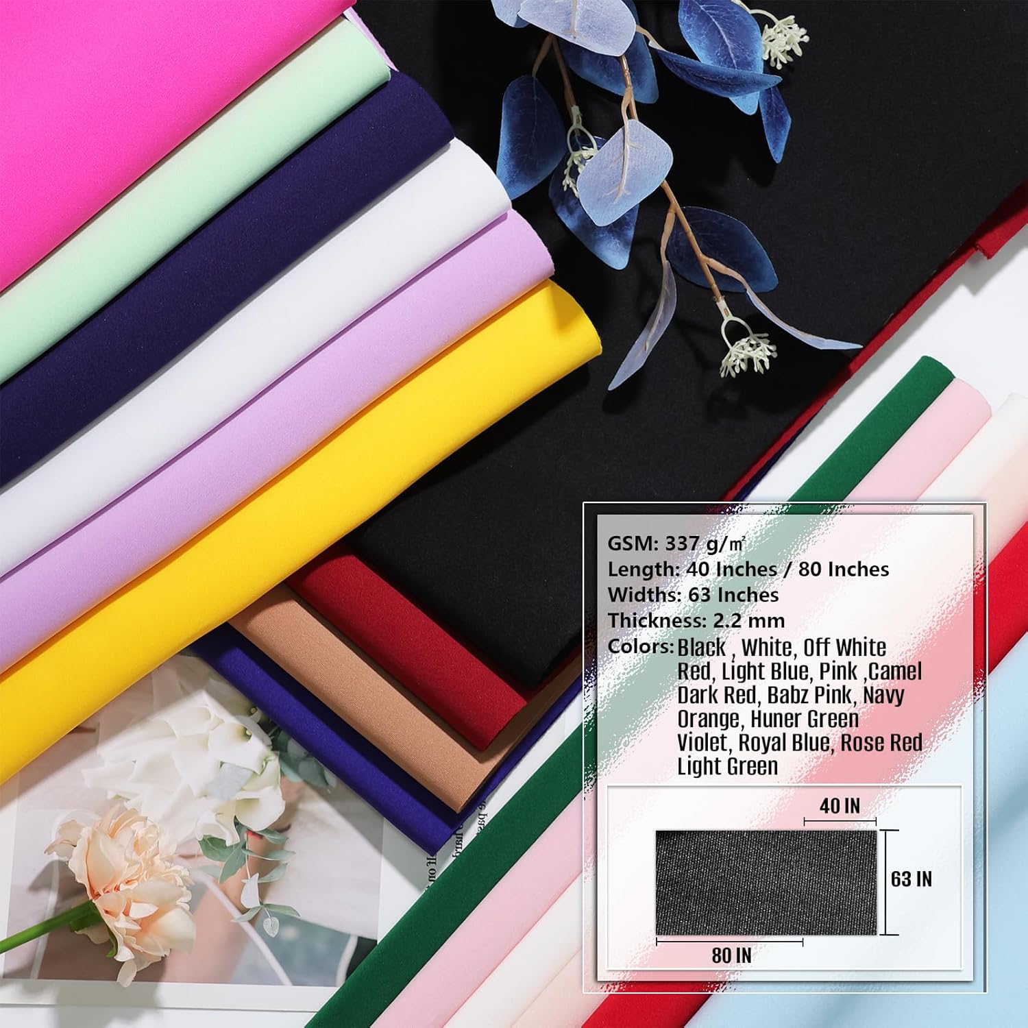 Scuba Knit Fabric Neoprene Fabric Polyester Spandex Fabric Suitable for Skirt Jacket Suits Outfit Baseball Jacket 63'' Wide (Black)