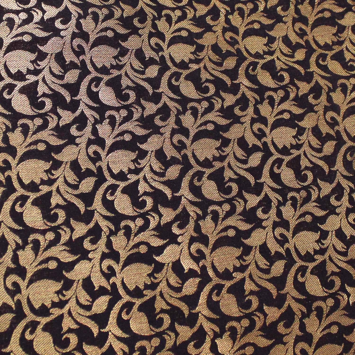 Brocade Art Silk Black Fabric Solid Pattern Wedding Lehenga Fabric for Sewing Crafting Home Decor by The Yard