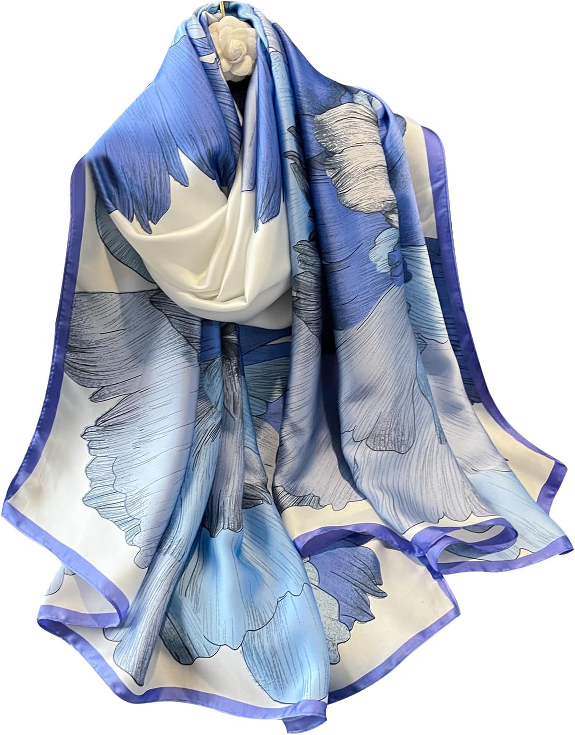 Alternative view of NUWEERIR Womens 100% Large Mulberry Silk Scarf Long Satin Scarf Fashion Lightweight Wraps