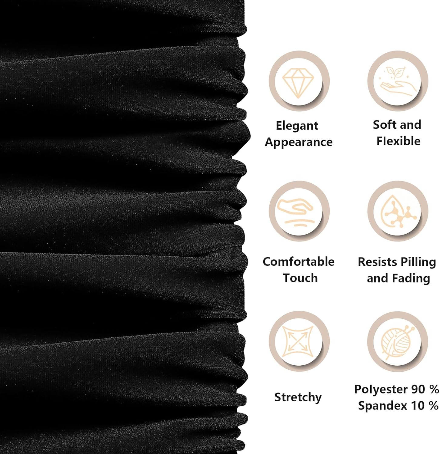 Alternative view of KKJIAF Black Stretch Velvet Fabric 60 Inch Wide, 1 Yard Soft Stretchy Fabric for Sewing Clothes, Apparel, Costume, Crafts - 90% Polyester 10% Spandex