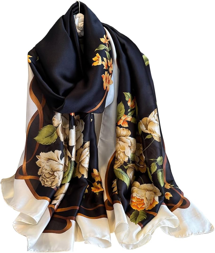 NUWEERIR Womens 100% Large Mulberry Silk Scarf Long Satin Scarf Fashion Lightweight Wraps - Image 3