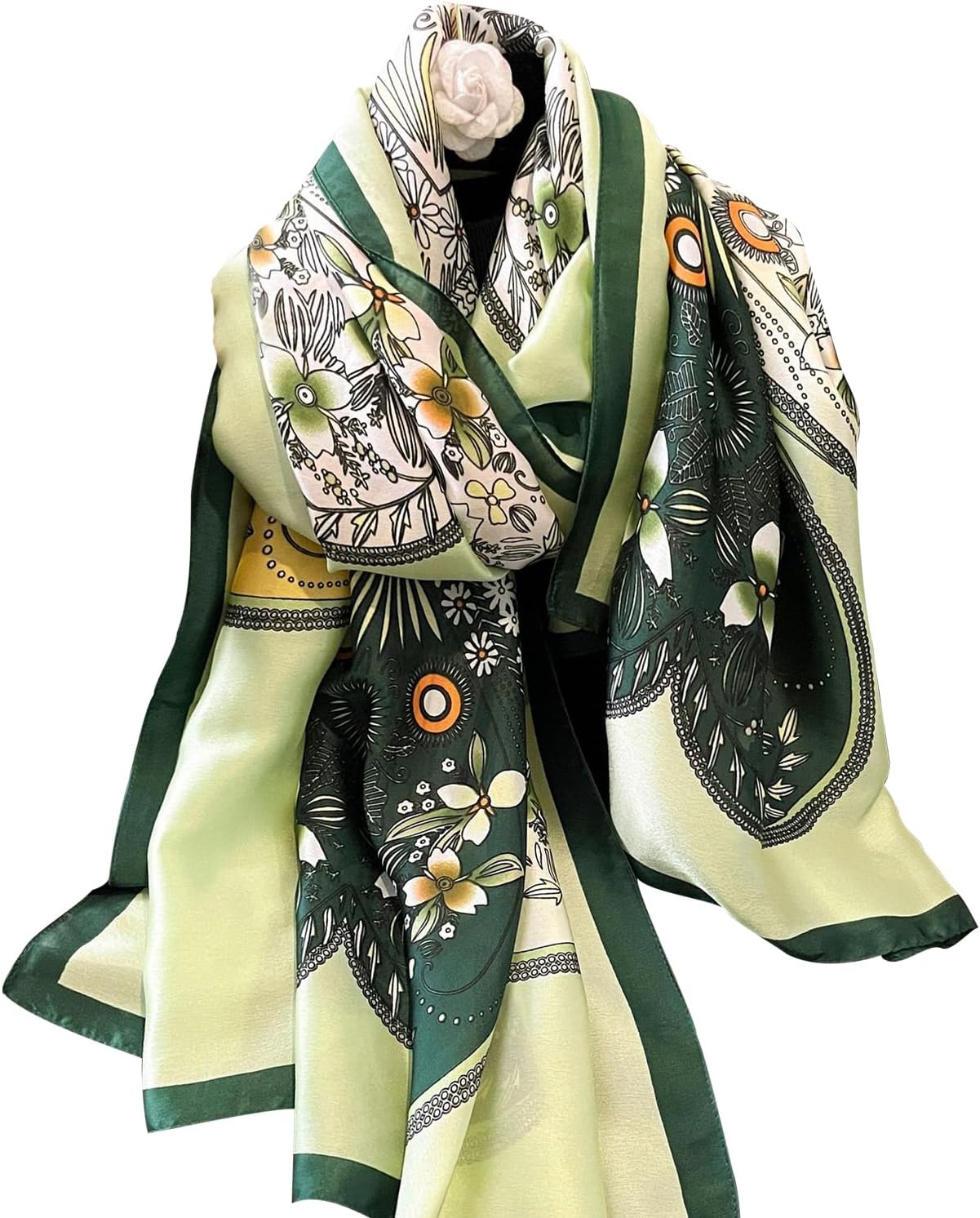 NUWEERIR Womens 100% Large Mulberry Silk Scarf Long Satin Scarf Fashion Lightweight Wraps - Image 6