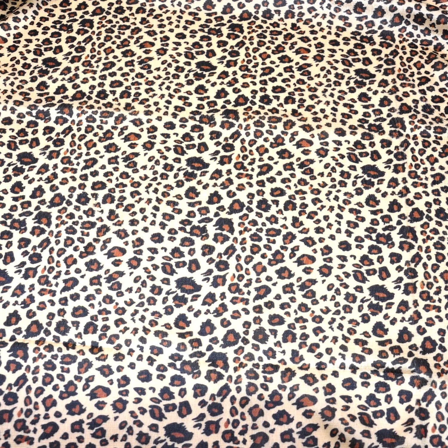 Yutone 59" Wide Leopard Print Velboa Short Fur Pile Upholstery Drapery Clothing Polyester Fabric by The Yard (Leopard one Yard)