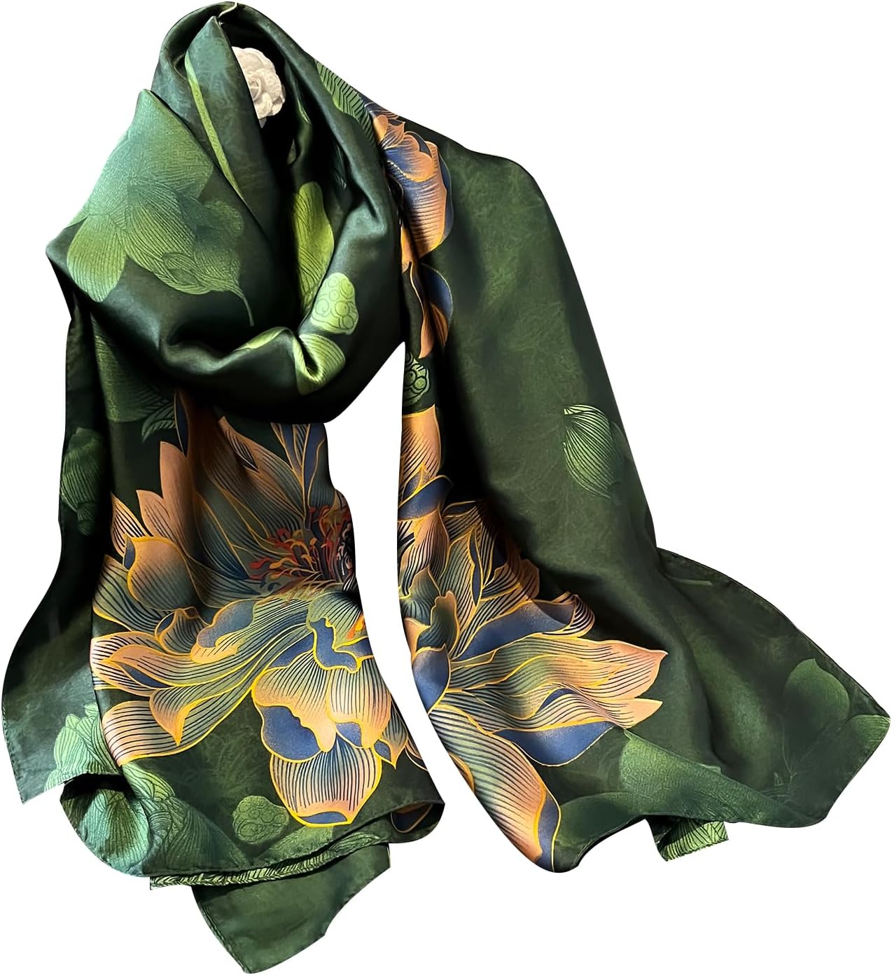 NUWEERIR Womens 100% Large Mulberry Silk Scarf Long Satin Scarf Fashion Lightweight Wraps - Image 9