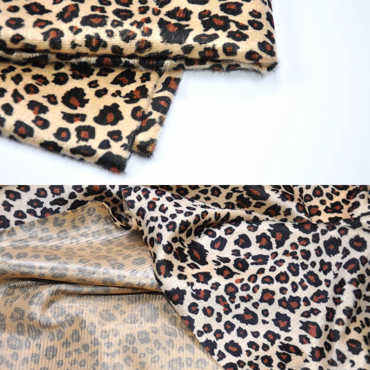 Alternative view of Yutone 59" Wide Leopard Print Velboa Short Fur Pile Upholstery Drapery Clothing Polyester Fabric by The Yard (Leopard one Yard)