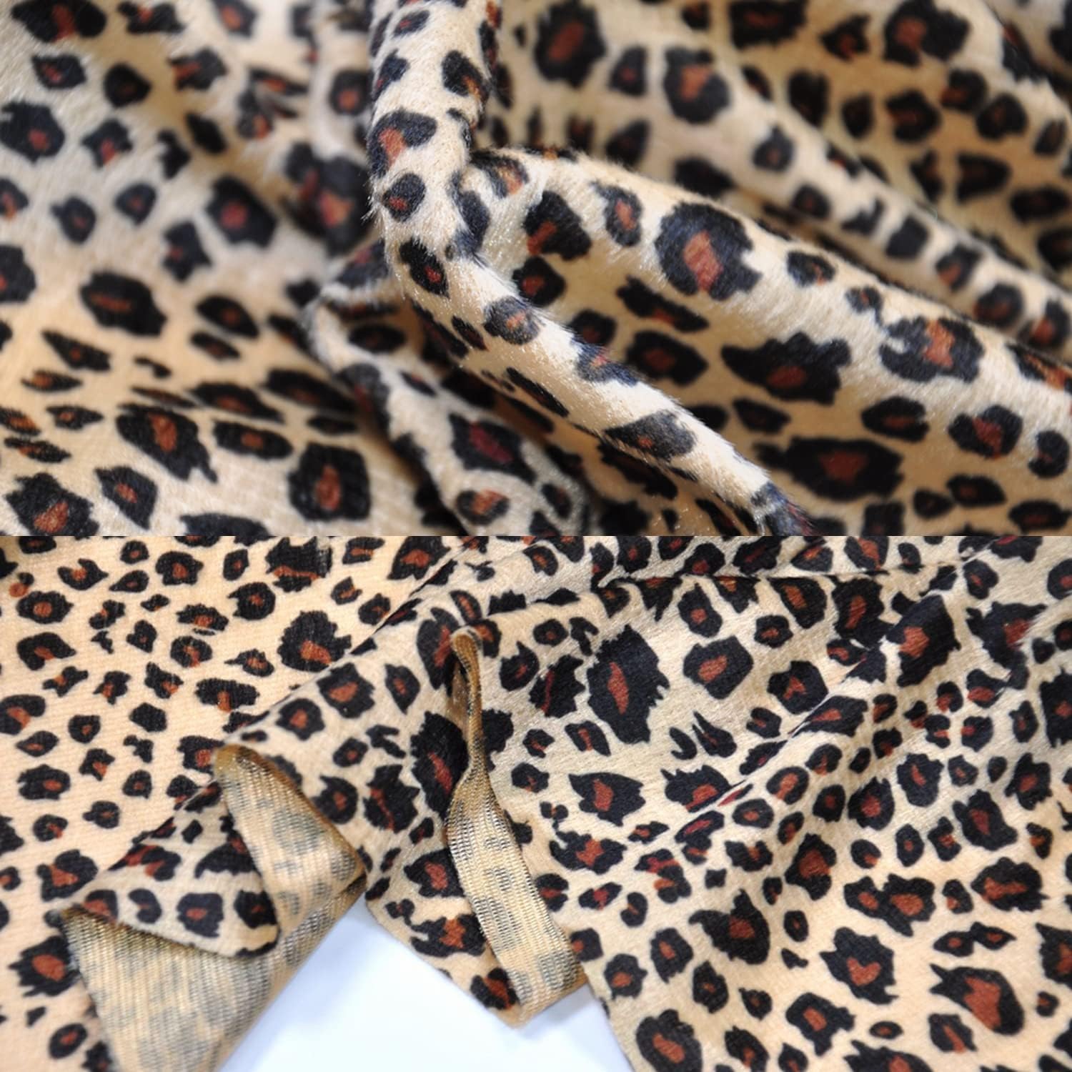 Yutone 59" Wide Leopard Print Velboa Short Fur Pile Upholstery Drapery Clothing Polyester Fabric by The Yard (Leopard one Yard) - Image 4