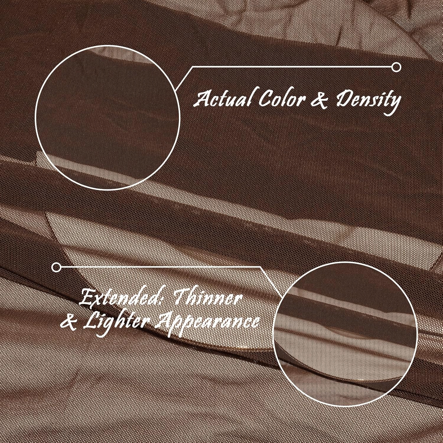 Manyshofu Brown Mesh Fabric by The Yard 4-Way Stretch Fabric(60" Wide), 1 Yard Nylon Spandex Power Mesh Netting Fabrics Lightweight & Breathable Sheer Material for Swimsuit Dress Sewing Costume