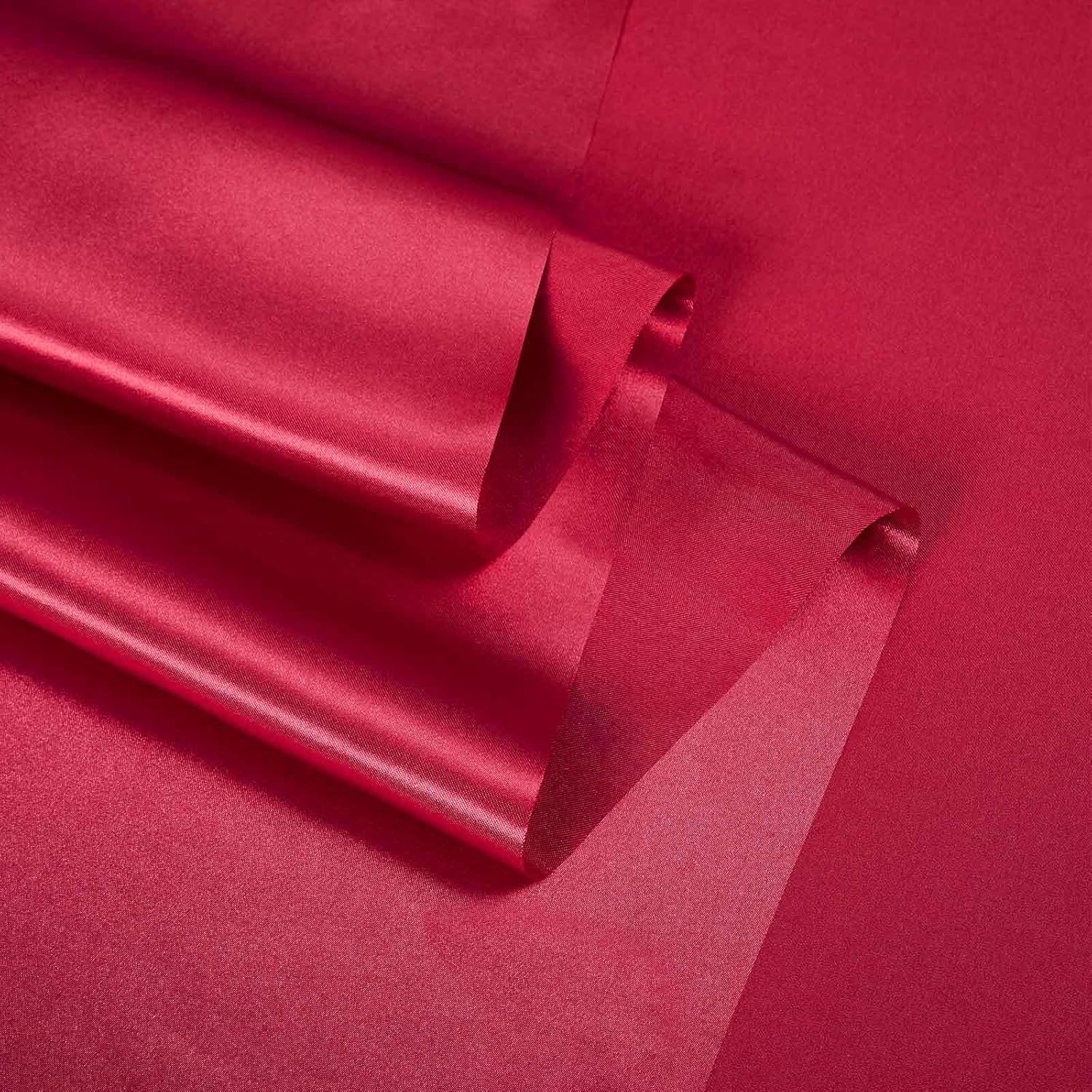 Silk Satin Fabric by The Yard, 55 Inches Wide Shiny and Soft Silk Satin Cloth Fabric for Sewing, Wedding Bridal Dress, Decorations, DIY Crafts, 5 Yards, Burgundy
