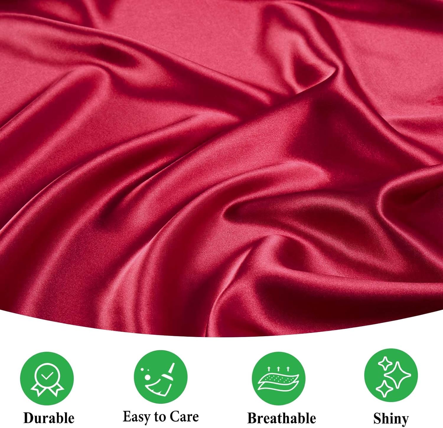 Alternative view of Silk Satin Fabric by The Yard, 55 Inches Wide Shiny and Soft Silk Satin Cloth Fabric for Sewing, Wedding Bridal Dress, Decorations, DIY Crafts, 5 Yards, Burgundy