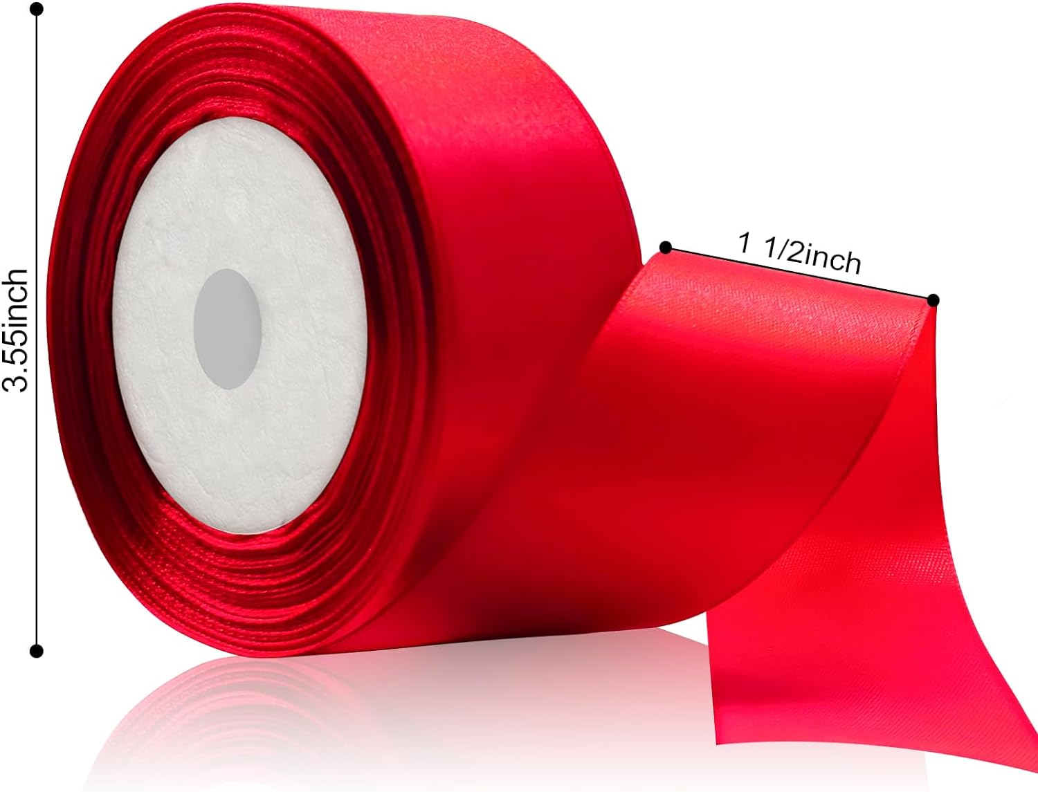 Alternative view of Flezoo 25 Yards Red Satin Ribbon 1 1/2inch, Single Face Polyester Silk Fabric Hair String Ribbon for Craft, Flower Bouquets, Gift Wrapping, Wedding, Bow Making and Valentines Decoration