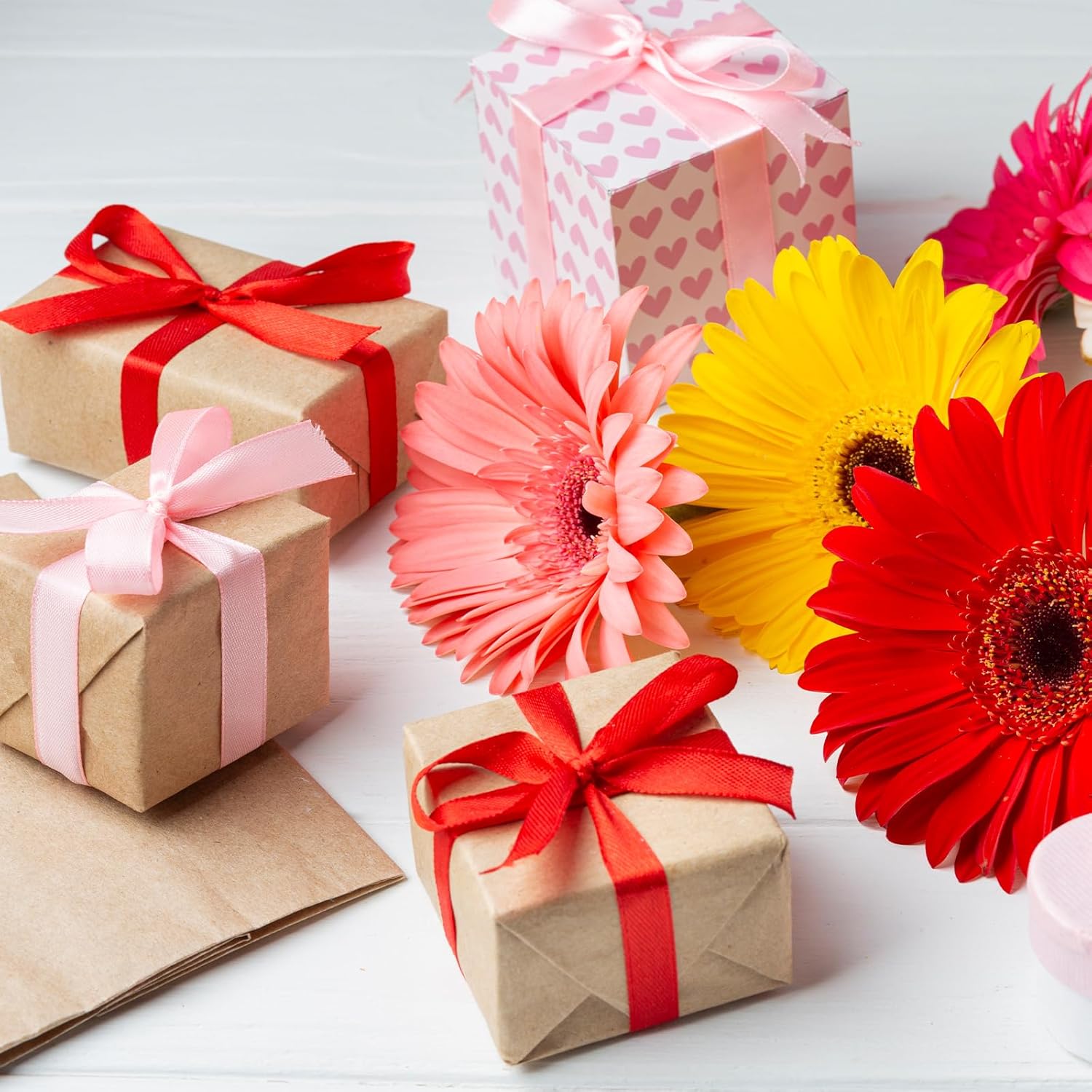 Flezoo 25 Yards Red Satin Ribbon 1 1/2inch, Single Face Polyester Silk Fabric Hair String Ribbon for Craft, Flower Bouquets, Gift Wrapping, Wedding, Bow Making and Valentines Decoration - Image 6