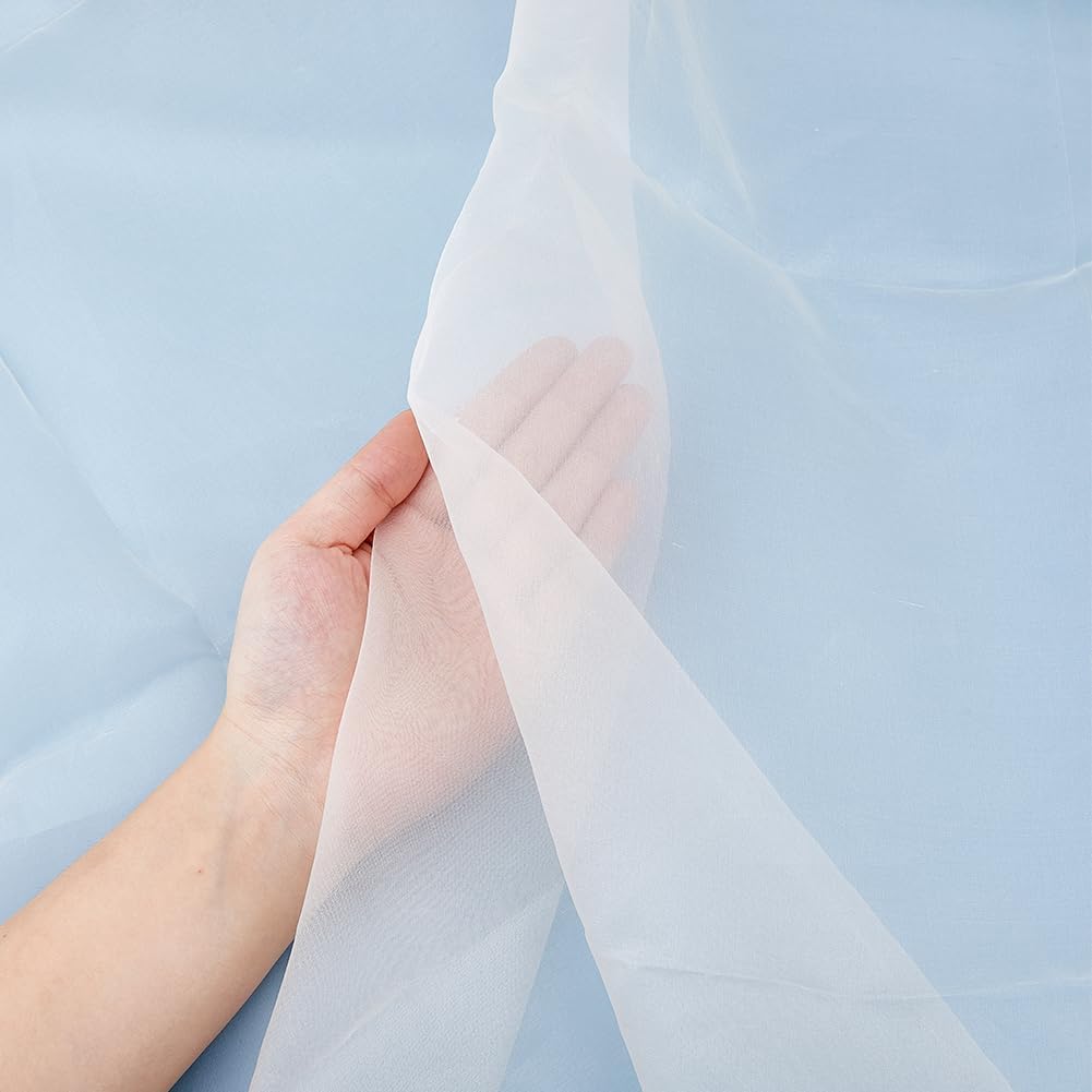 Alternative view of Lightweight Sheer Organza Fabric 55.12 inch Wide Mulberry Silk Organza Fabric Old Lace Organza Fabric Organza Voile Dress Fabric for Wedding Dress Fashion Craft Decorations