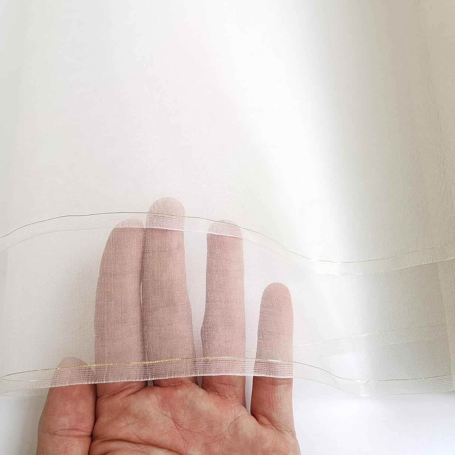 Alternative view of FZBYXSC 100cm*114cm 100% Silk Fabric Natural White Silk Organza Fabric Gauze Wedding Fashion Lining Material (1 Meter)