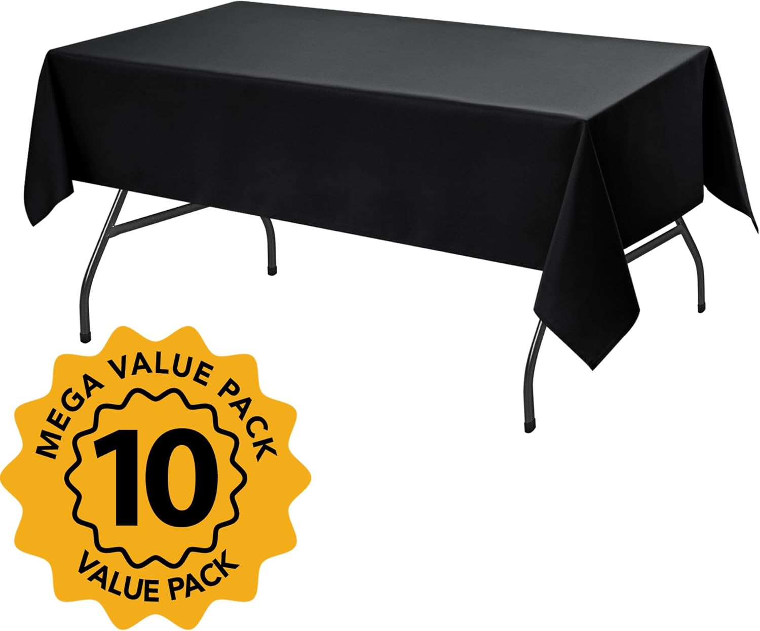 Alternative view of Dailyset 10-Pack Black Tablecloths for Rectangle Tables, 60 x 102 Inches, Stain-Resistant Polyester Fabric for 6 Foot Tables - Washable Table Covers for Weddings, Banquets, Birthday Parties, Events