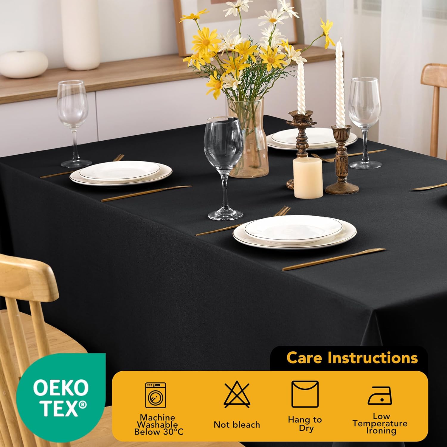 Dailyset 10-Pack Black Tablecloths for Rectangle Tables, 60 x 102 Inches, Stain-Resistant Polyester Fabric for 6 Foot Tables - Washable Table Covers for Weddings, Banquets, Birthday Parties, Events - Image 7