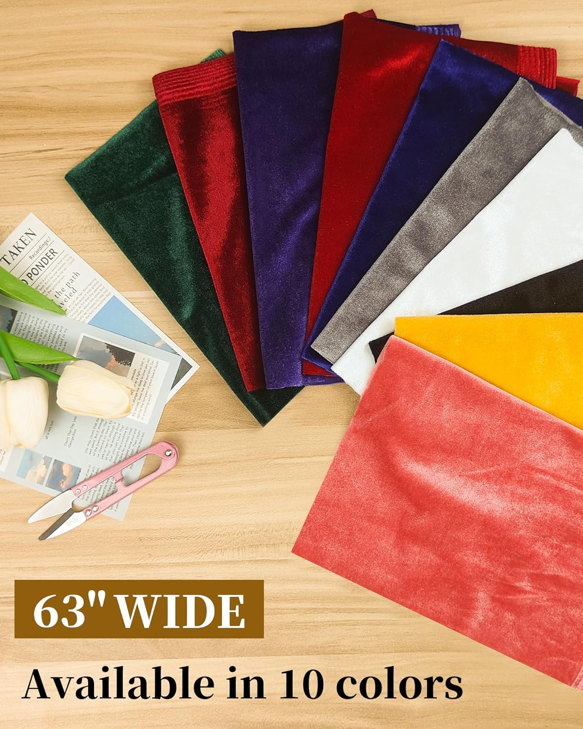 Alternative view of HOTGODEN Wine Stretch Velvet Fabric by The Yard: 63" Wide 1 Yards 95% Polyester 5% Spandex Velvet Fabric for DIY Sewing, Upholstery, Apparel, Costume, Craft