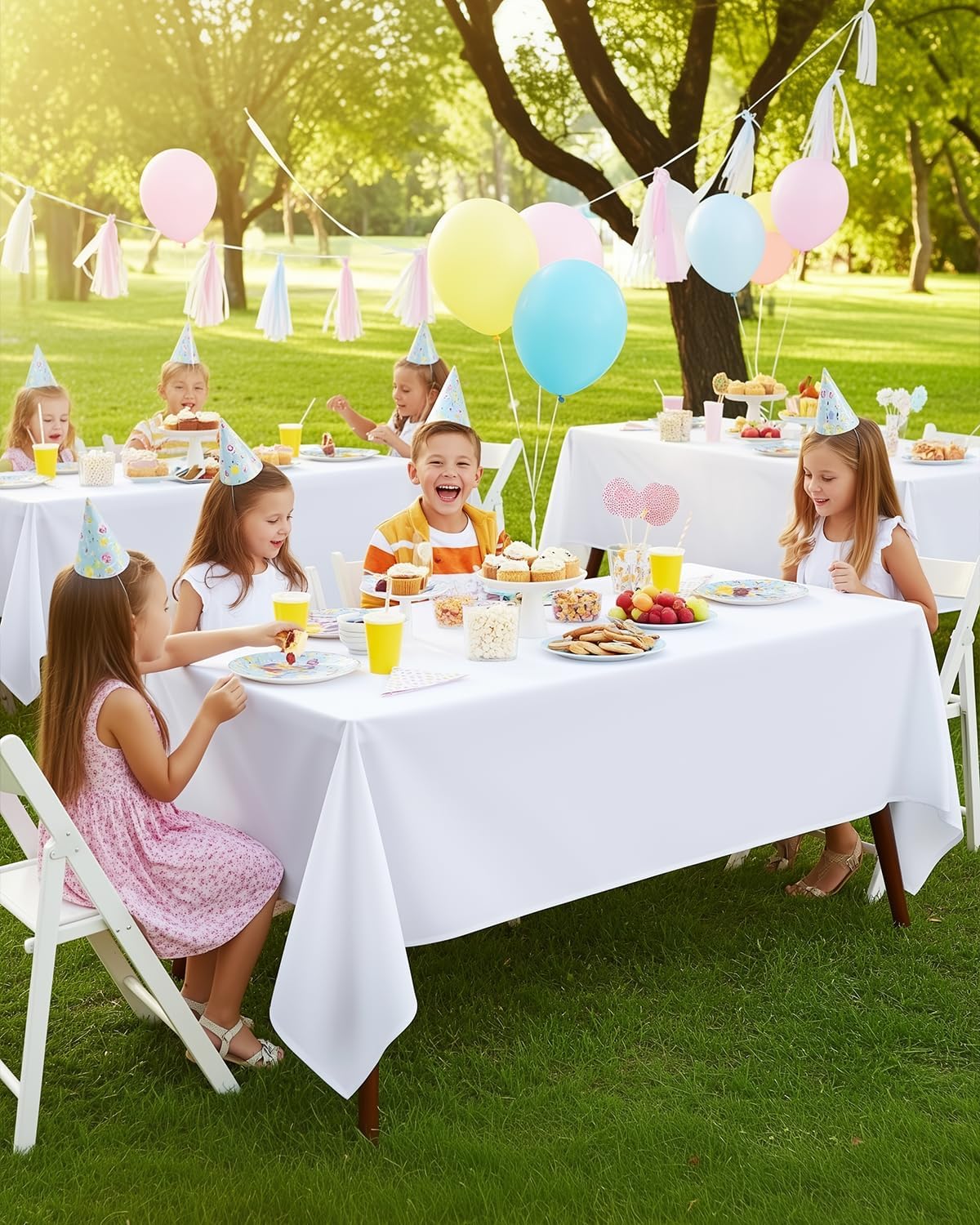 Utopia Kitchen Rectangle Table Cloth 2 Pack [60x120 Inches, White] Tablecloth Machine Washable Fabric Polyester Table Cover for Dining, Buffet Parties, Picnic, Events, Weddings and Restaurants