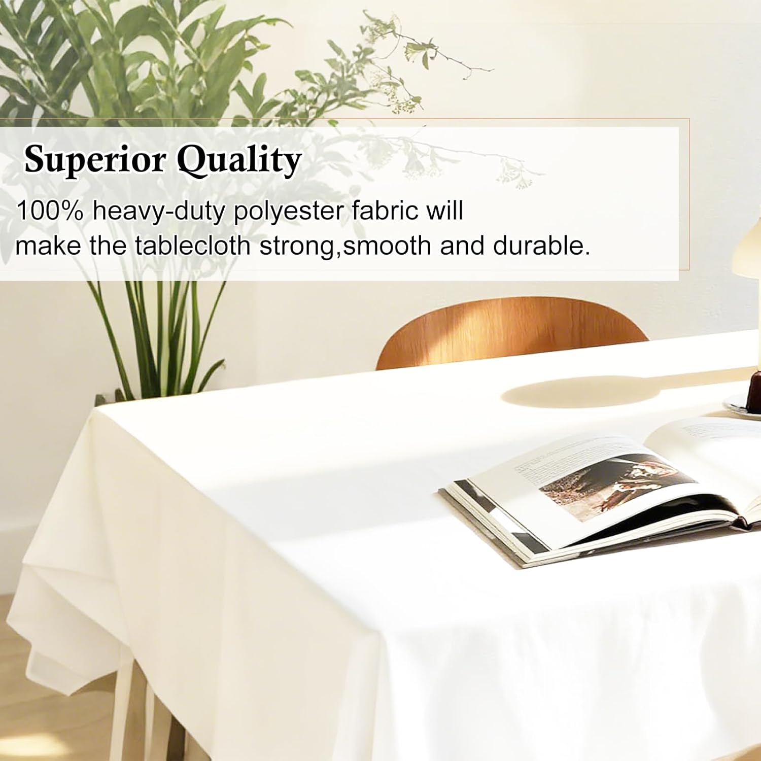 OUDIS White Table Cloth Rectangle,6 Packs 60x102 Inches Tablecloth for 6 Foot Rectangle Tables,Professional Polyester Fabric Table Cover for Wedding, Party,Valentine Decor,Banquet Occasion Decorations - Image 3