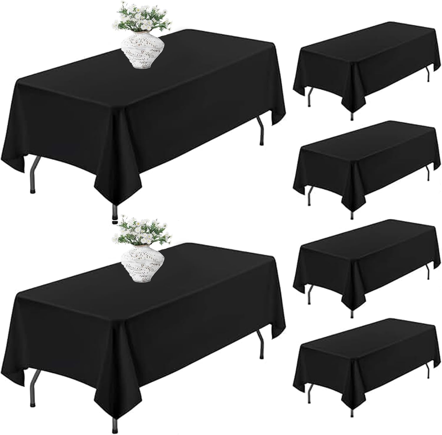 OUDIS White Table Cloth Rectangle,6 Packs 60x102 Inches Tablecloth for 6 Foot Rectangle Tables,Professional Polyester Fabric Table Cover for Wedding, Party,Valentine Decor,Banquet Occasion Decorations - Image 8