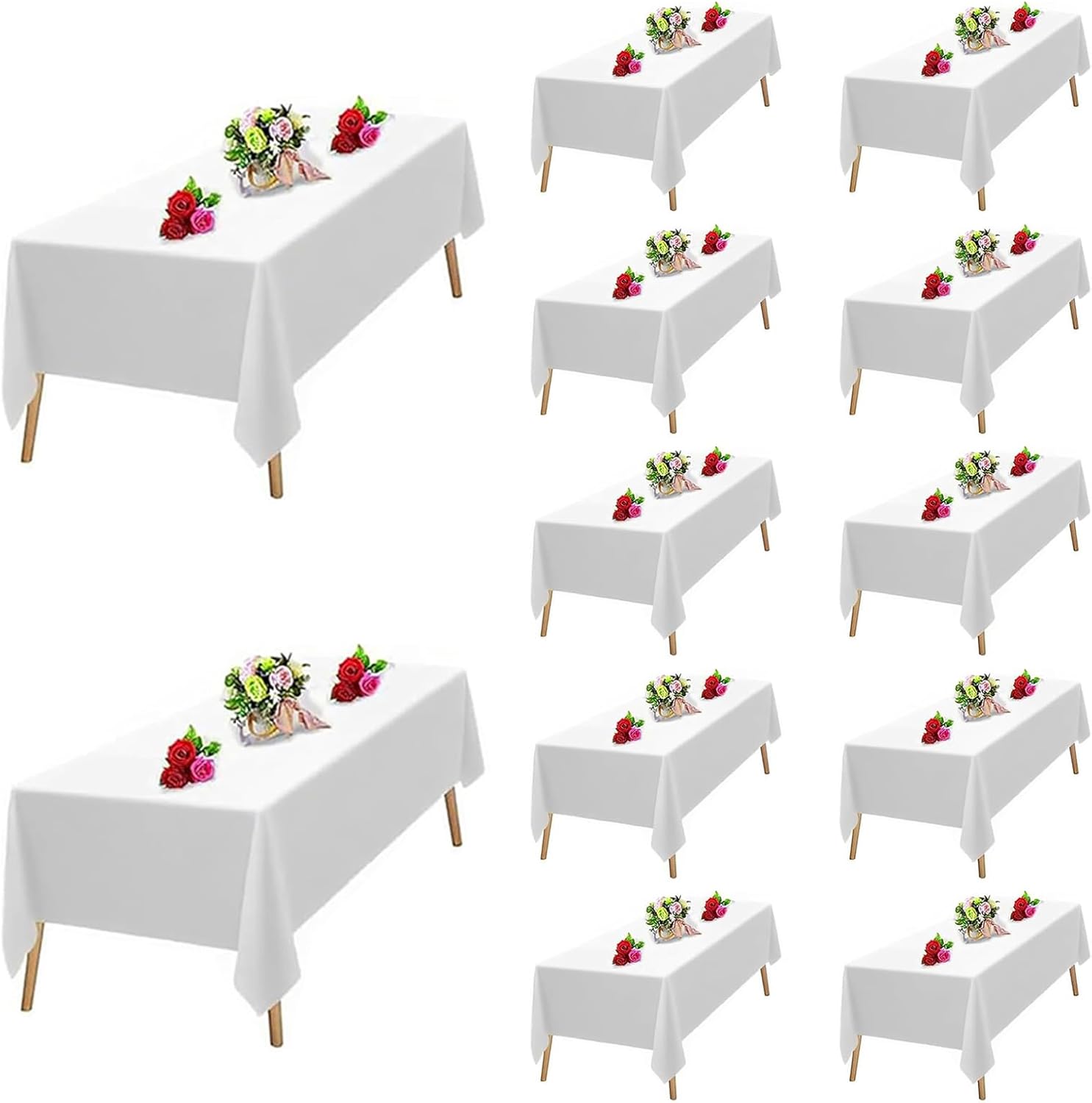 OUDIS White Table Cloth Rectangle,6 Packs 60x102 Inches Tablecloth for 6 Foot Rectangle Tables,Professional Polyester Fabric Table Cover for Wedding, Party,Valentine Decor,Banquet Occasion Decorations - Image 9