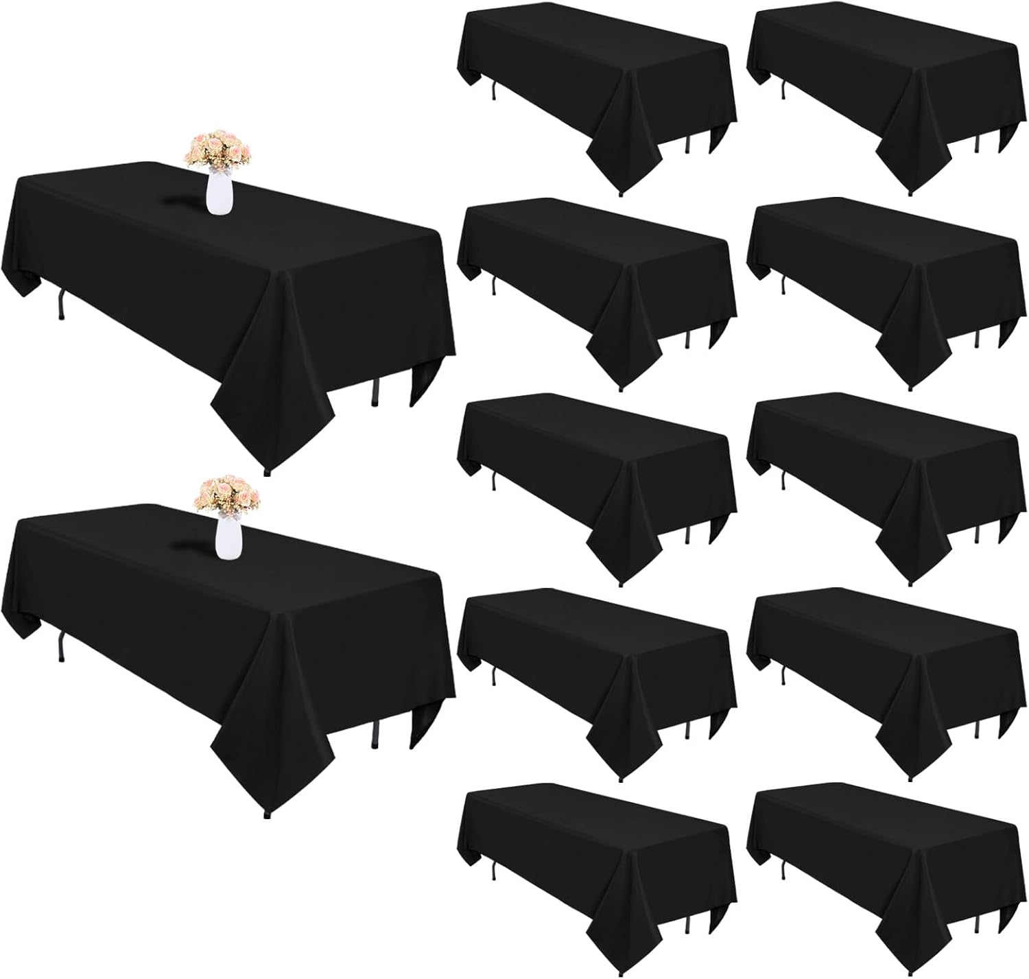 Heneger 8 Pack Black Tablecloths 60 x 102 Inch Rectangular Table Cloths for Rectangle Tables 6ft, Wrinkle Resistant Black Table Cloth Washable Polyester Fabric for Buffet Wedding Party Banquet - Image 9