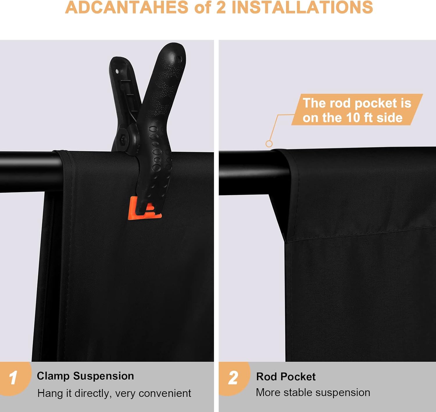 Aimosen 10x8 FT Black Backdrop Background for Photography, Chromakey High Density Polyester Fabric Black Photo Backdrop Curtain Screen Collapsible Seamless for Shoot Portraits Party Video Studio - Image 6