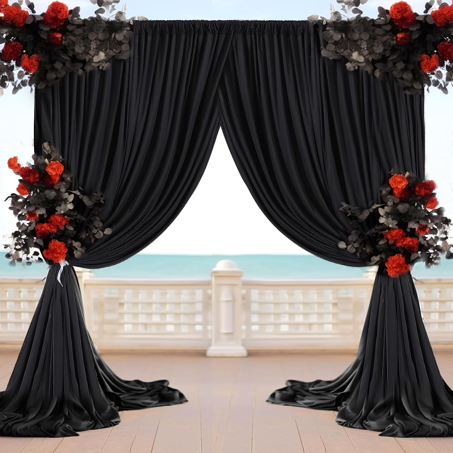 Aimosen 10x8 FT Black Backdrop Background for Photography, Chromakey High Density Polyester Fabric Black Photo Backdrop Curtain Screen Collapsible Seamless for Shoot Portraits Party Video Studio - Image 7