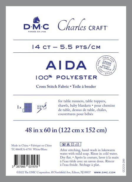 DMC Charles Craft Polyester Aida XL Fabric 14ct 48"x60" (White)