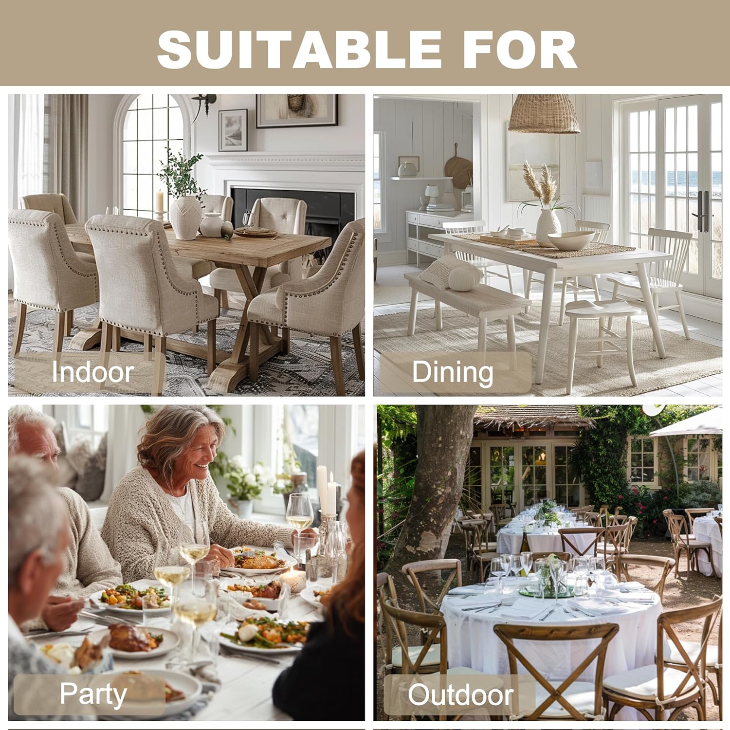 Hiasan Faux Linen Rectangle Tablecloth - Wrinkle and Stain Resistant Washable Table Cloth for Kitchen Dining Room Holiday Table Cover for Party Dinner, Beige, 54 x 80 Inch - Image 5