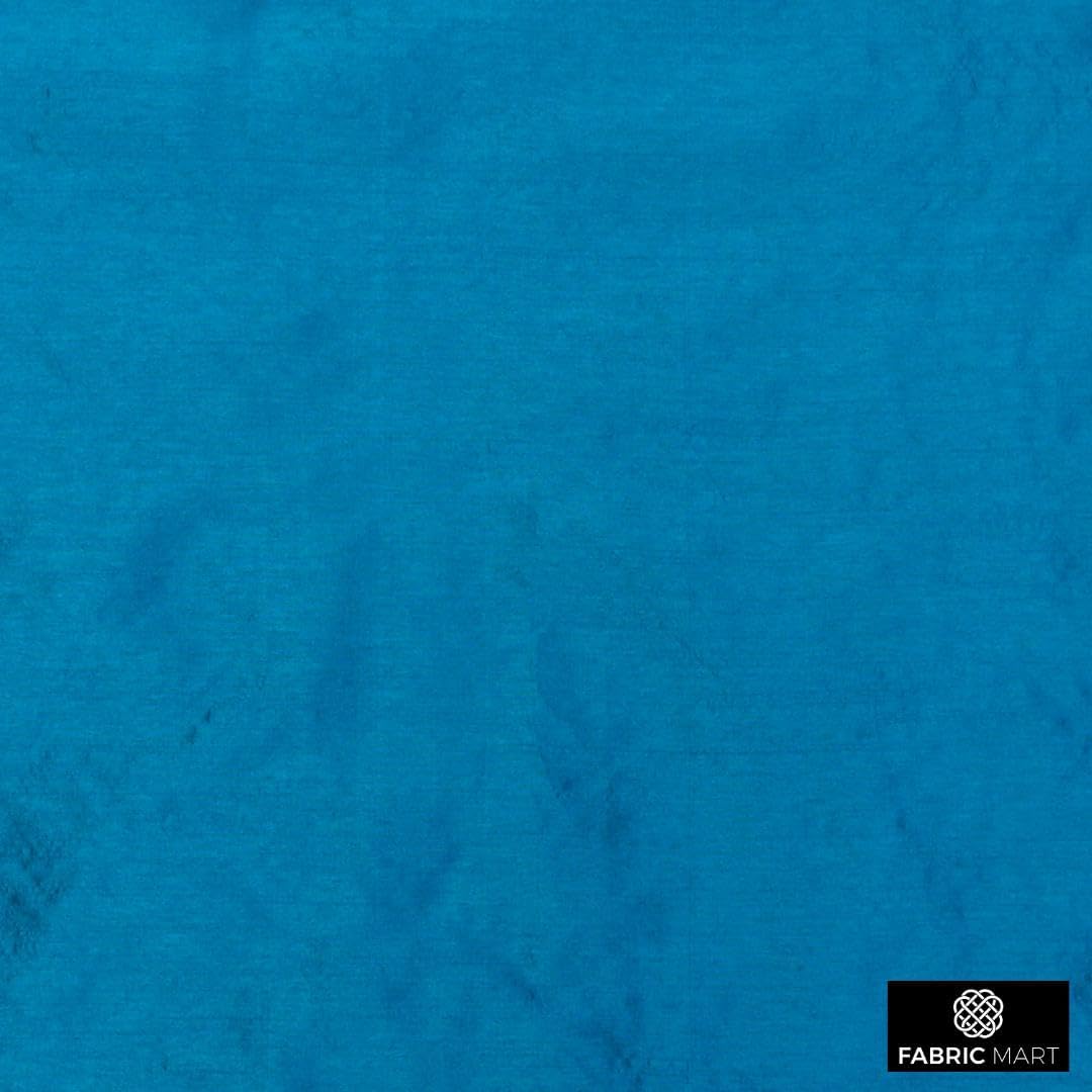 Fabric Mart Direct Peacock Blue Art Silk Fabric by The Yard, 1 Yard 42 inches Width Slubeed Faux Silk Solid Color Blue Wholesale Upholstery Fabric for Curtains Bridal Dress Drapes - Image 3