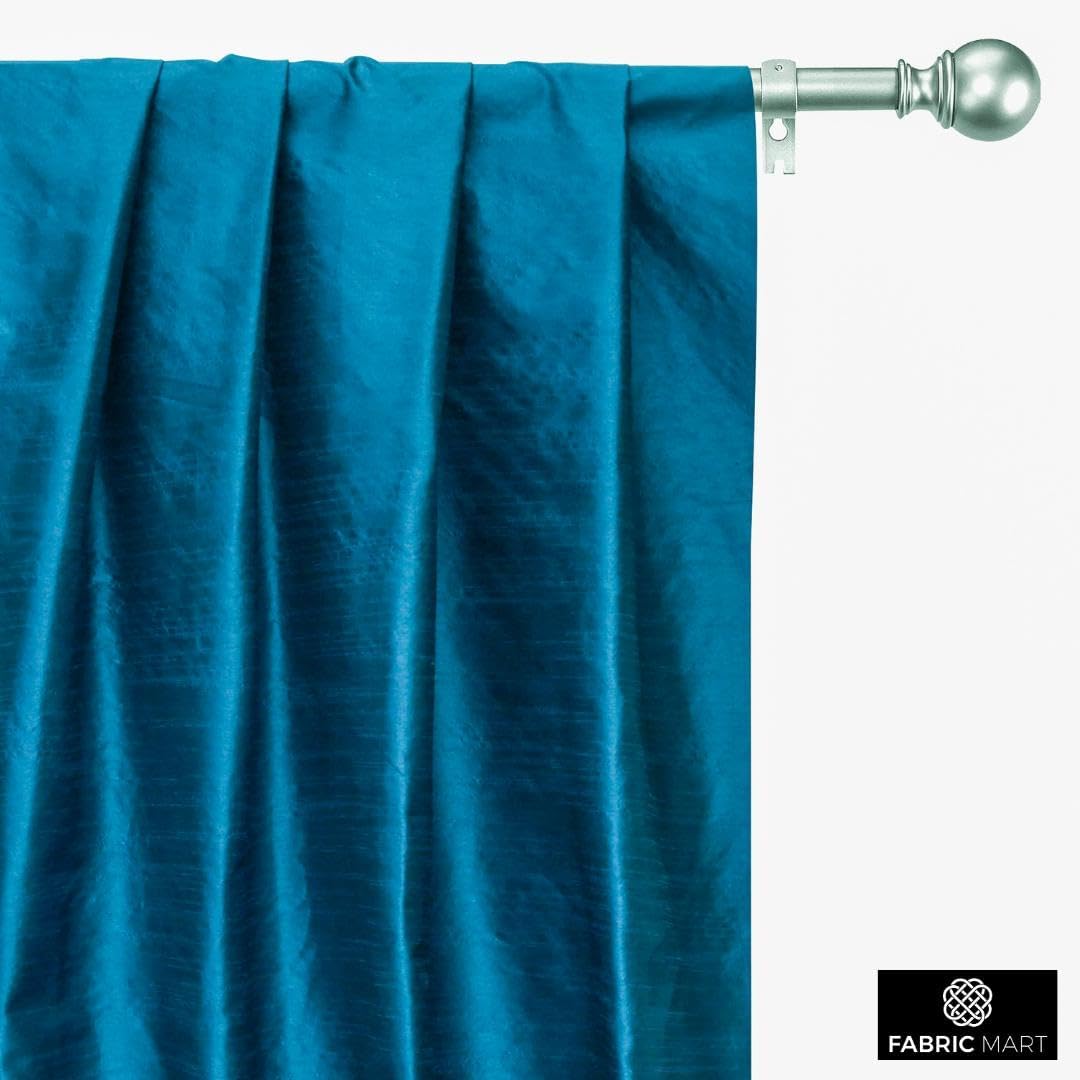 Fabric Mart Direct Peacock Blue Art Silk Fabric by The Yard, 1 Yard 42 inches Width Slubeed Faux Silk Solid Color Blue Wholesale Upholstery Fabric for Curtains Bridal Dress Drapes - Image 4