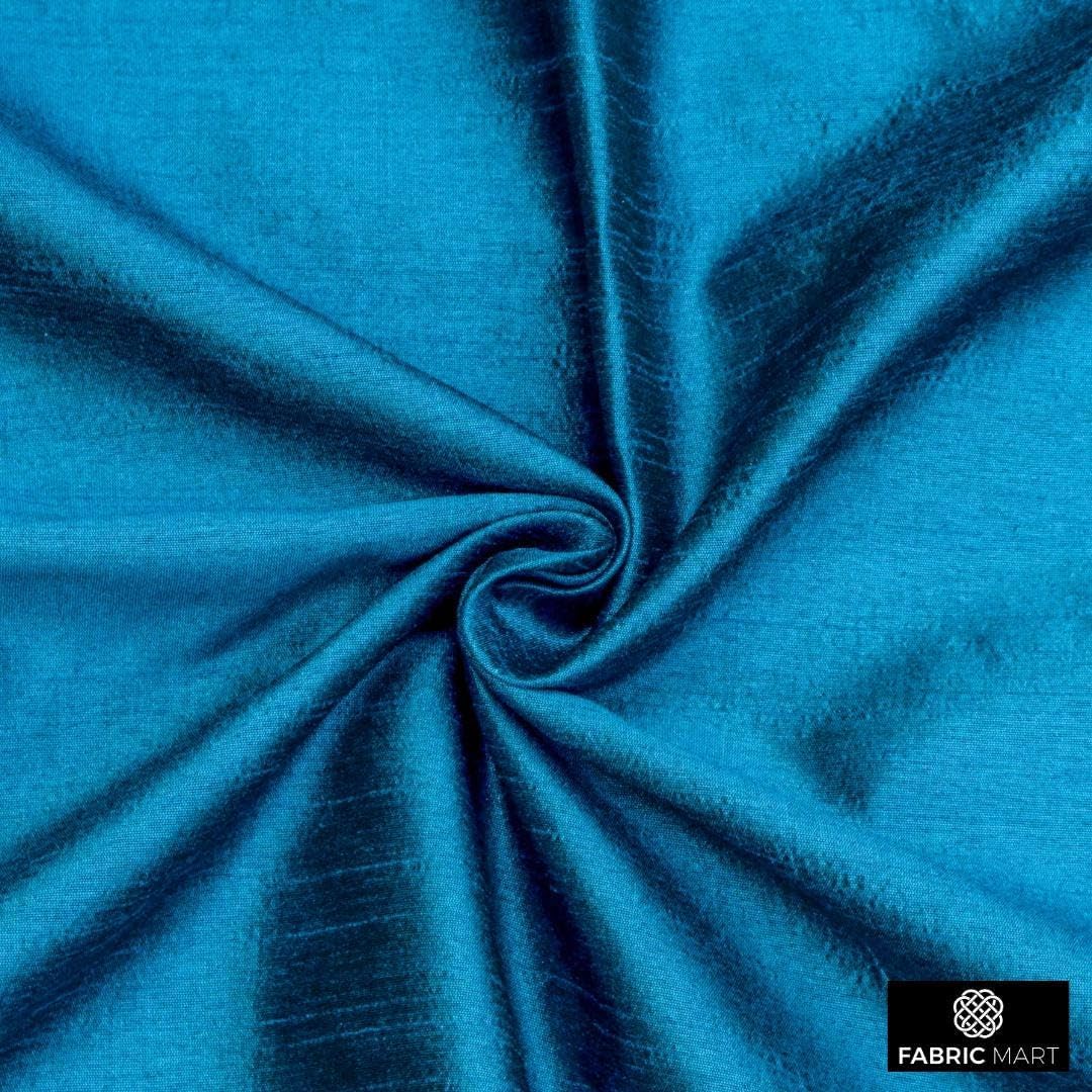 Fabric Mart Direct Peacock Blue Art Silk Fabric by The Yard, 1 Yard 42 inches Width Slubeed Faux Silk Solid Color Blue Wholesale Upholstery Fabric for Curtains Bridal Dress Drapes - Image 8