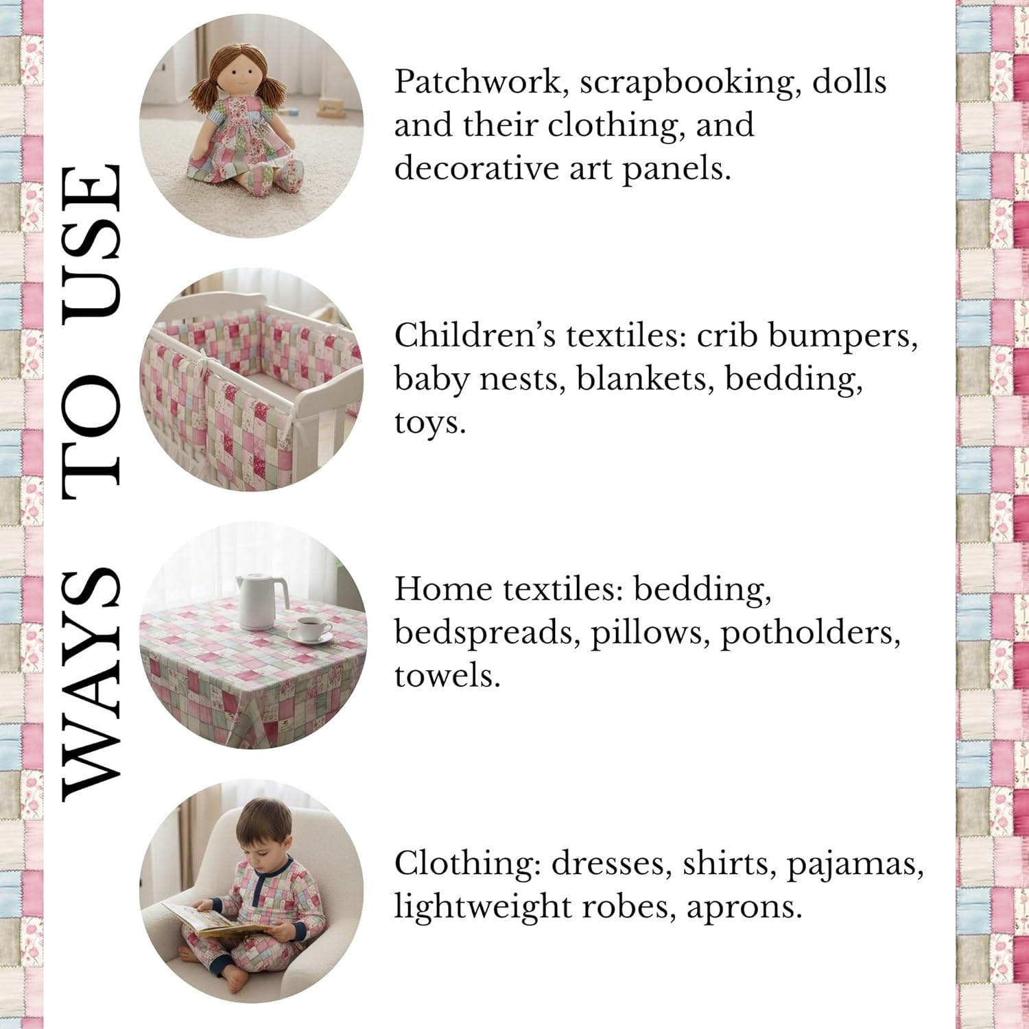 100% Cotton Fabric by The Yard u2013 Turkish Quality Quilting & Sewing Fabric, 1 Yard x 1.69 Yards Wide, Patchwork Cotton for Crafts - Image 4