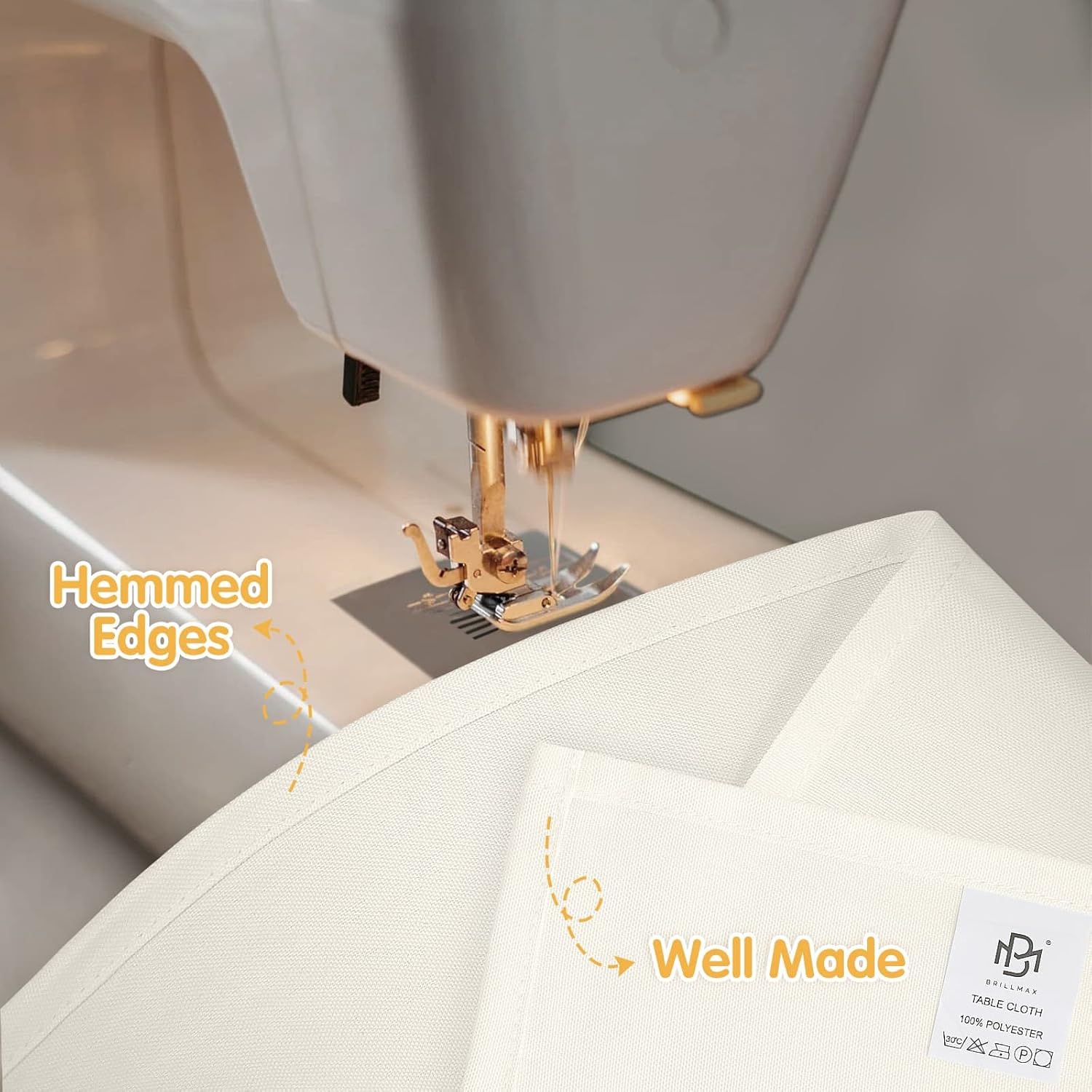 BRILLMAX 6 Pack Ivory Tablecloths 60 x 102 Inch for 6ft Rectangle Tables - 150 GSM Polyester Fabric, 15" Standard Drop, Water, Stain & Wrinkle Resistant Cloth Cover for Wedding Banquet Dining Buffet - Image 3