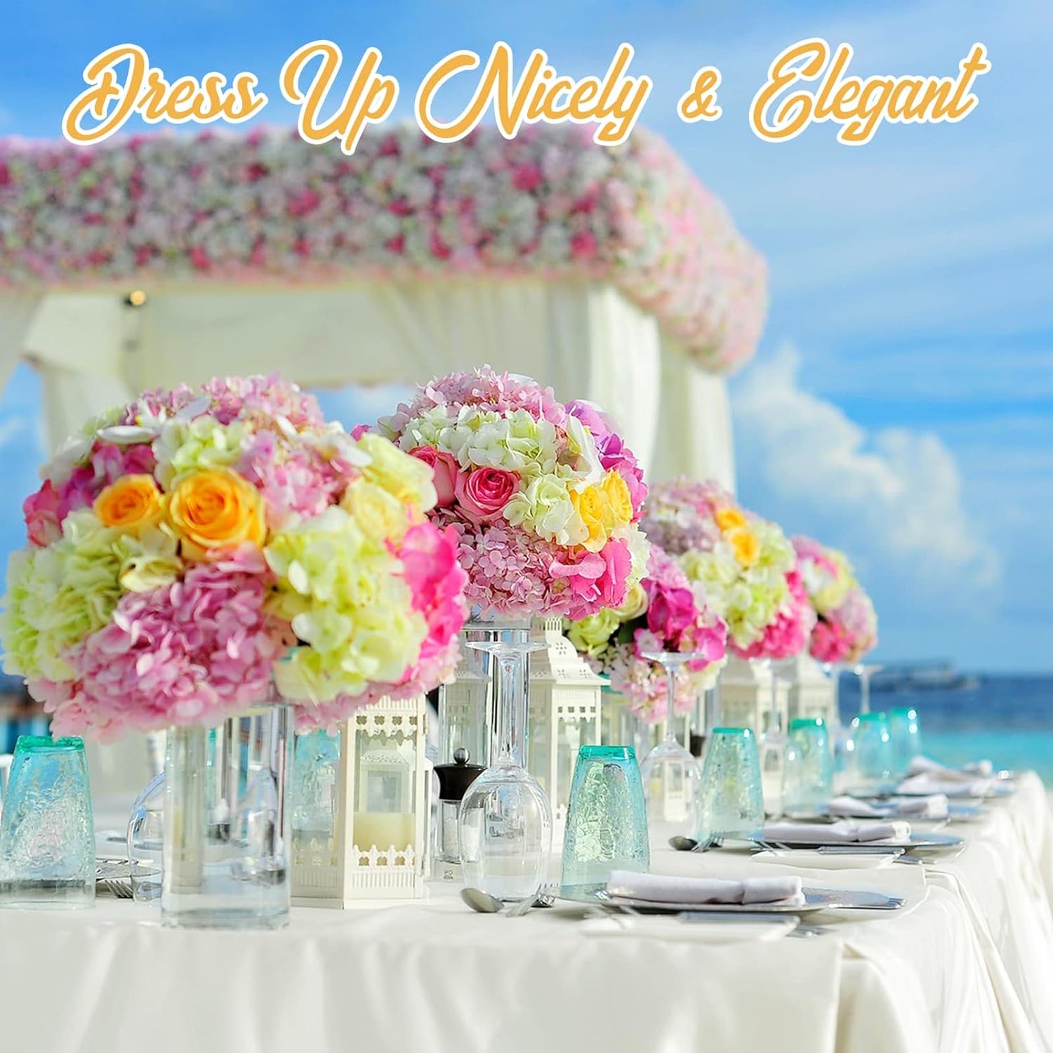 BRILLMAX 6 Pack Ivory Tablecloths 60 x 102 Inch for 6ft Rectangle Tables - 150 GSM Polyester Fabric, 15" Standard Drop, Water, Stain & Wrinkle Resistant Cloth Cover for Wedding Banquet Dining Buffet - Image 7