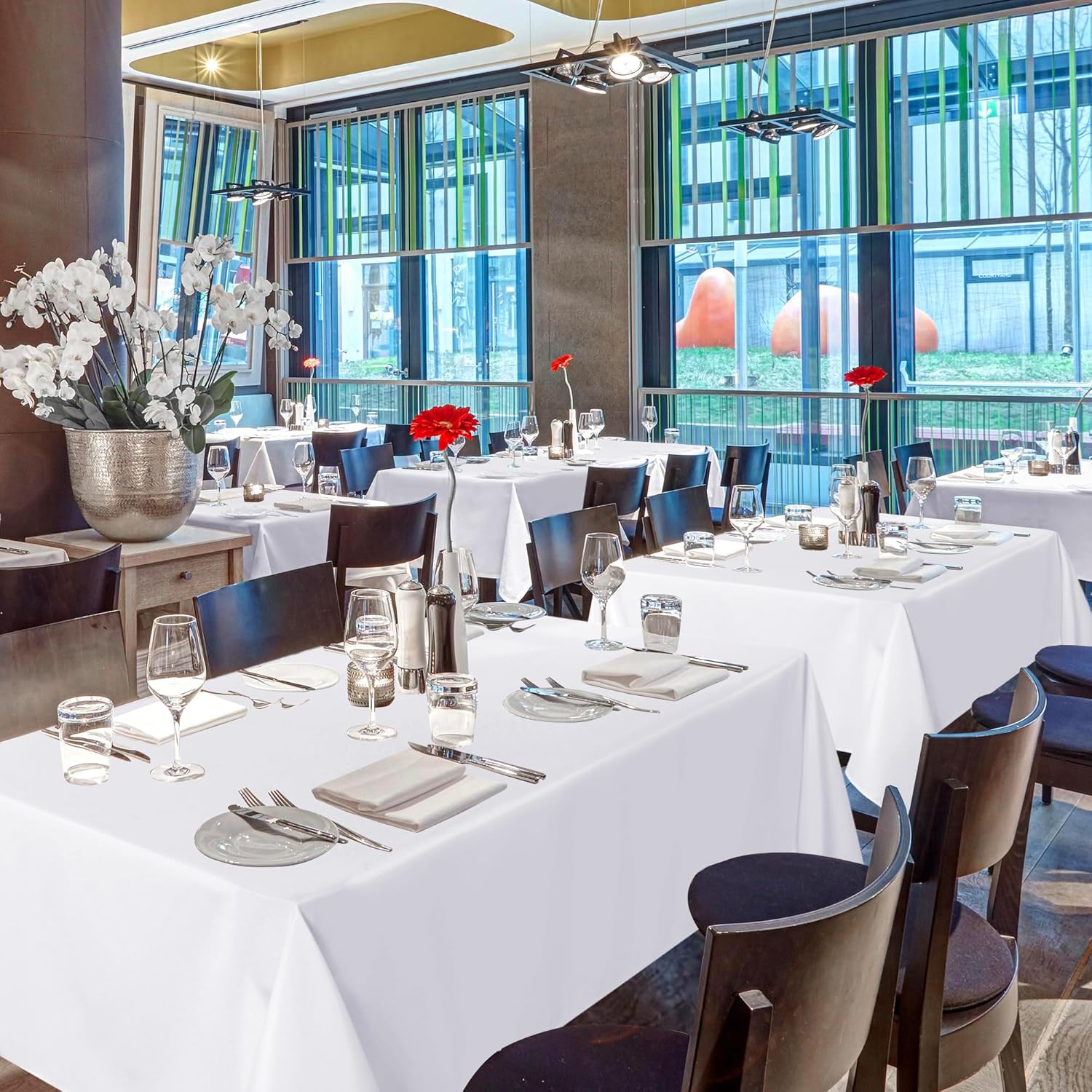 Alternative view of sancua White Table Cloths Rectangle, 8 Pack Tablecoths for 6 Foot Tables - Washable Polyester Fabric Table Cover for Wedding, Birthday Party, Banquet Reception, 54x108 Inch