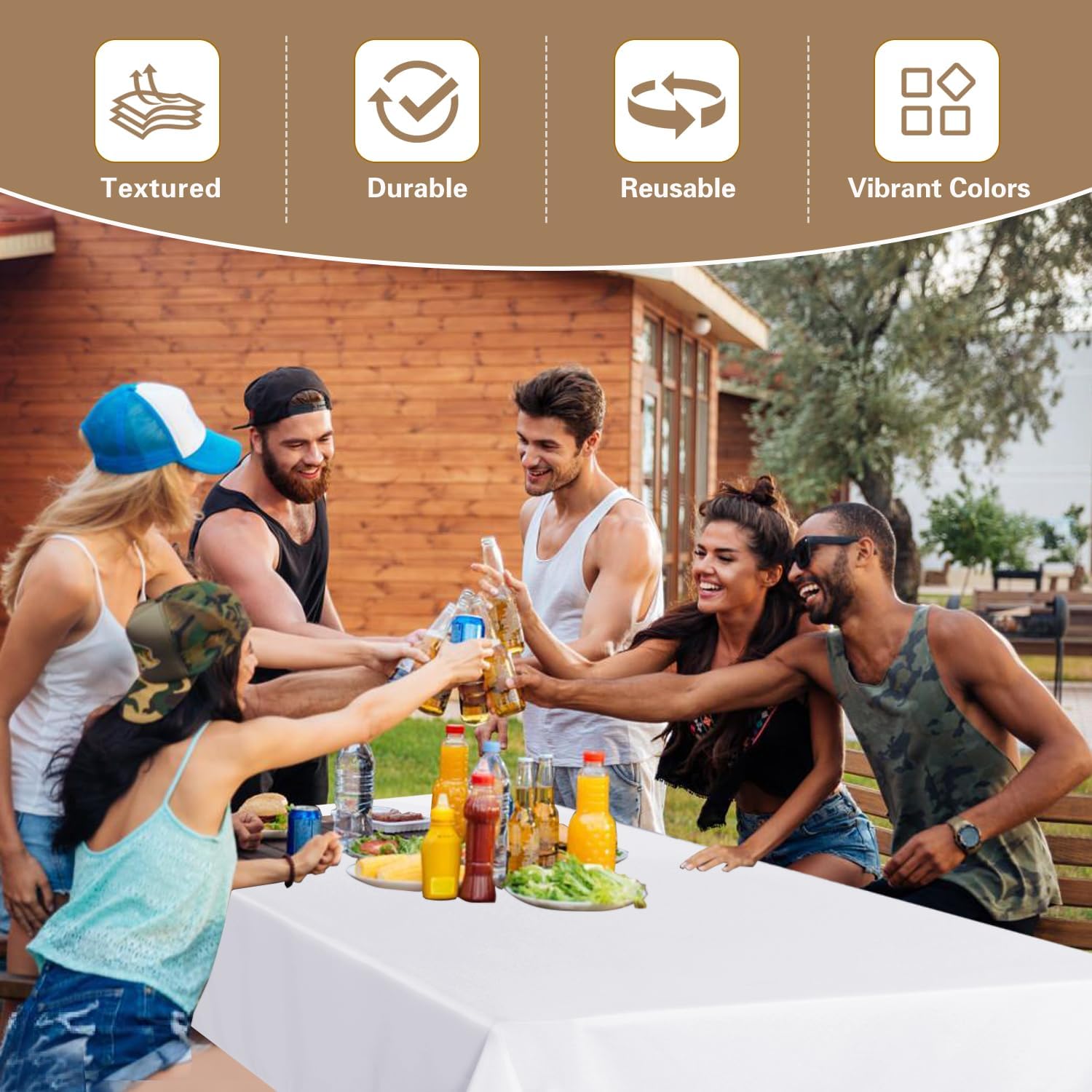 sancua White Table Cloths Rectangle, 8 Pack Tablecoths for 6 Foot Tables - Washable Polyester Fabric Table Cover for Wedding, Birthday Party, Banquet Reception, 54x108 Inch - Image 8